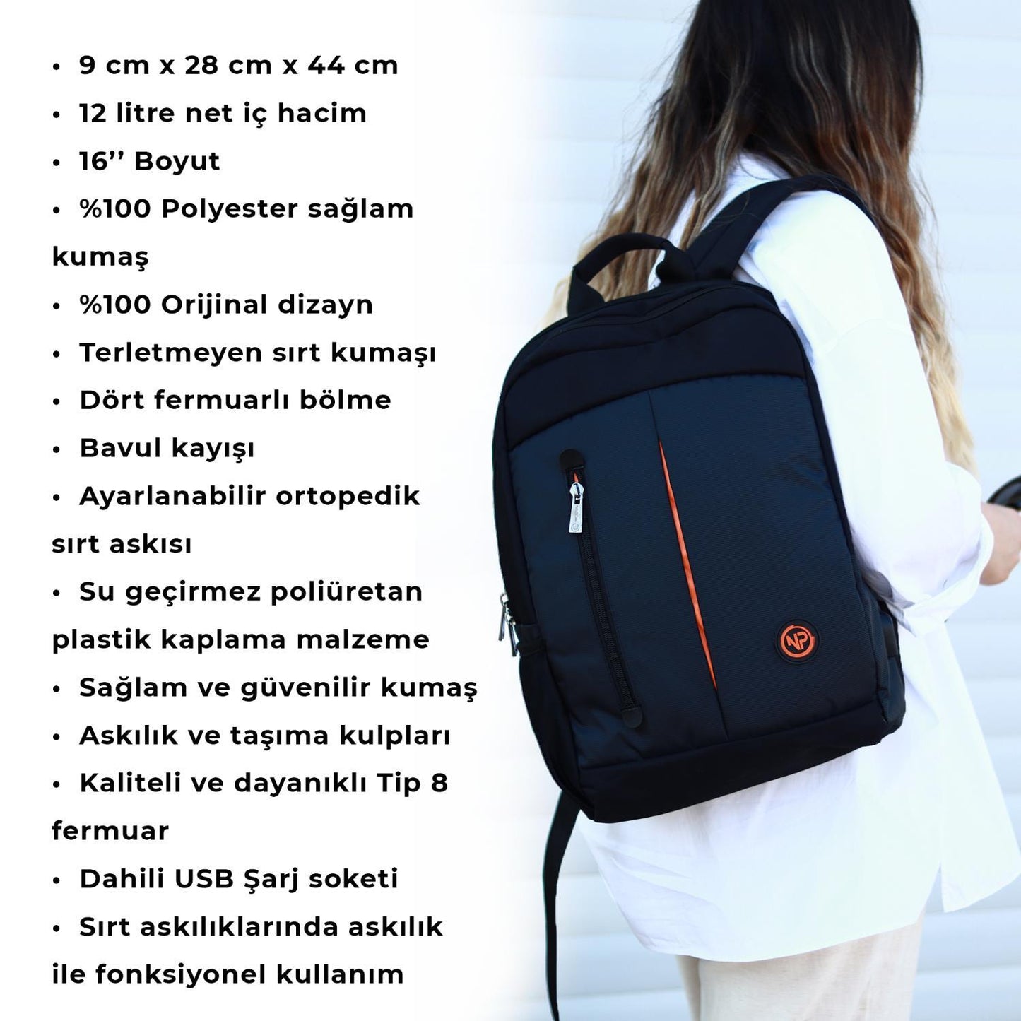 Npo CitylifePlus Smart 16" Çift Ana Bölmeli Notebook Sırt Çantası-Siyah