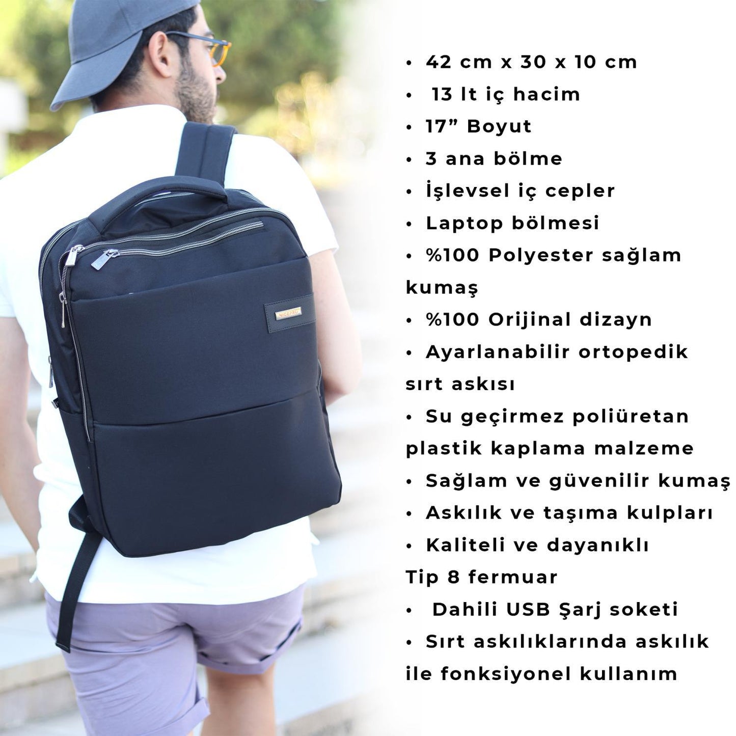 NPO Compact Smart 17" Notebook Sırt Çantası-Siyah