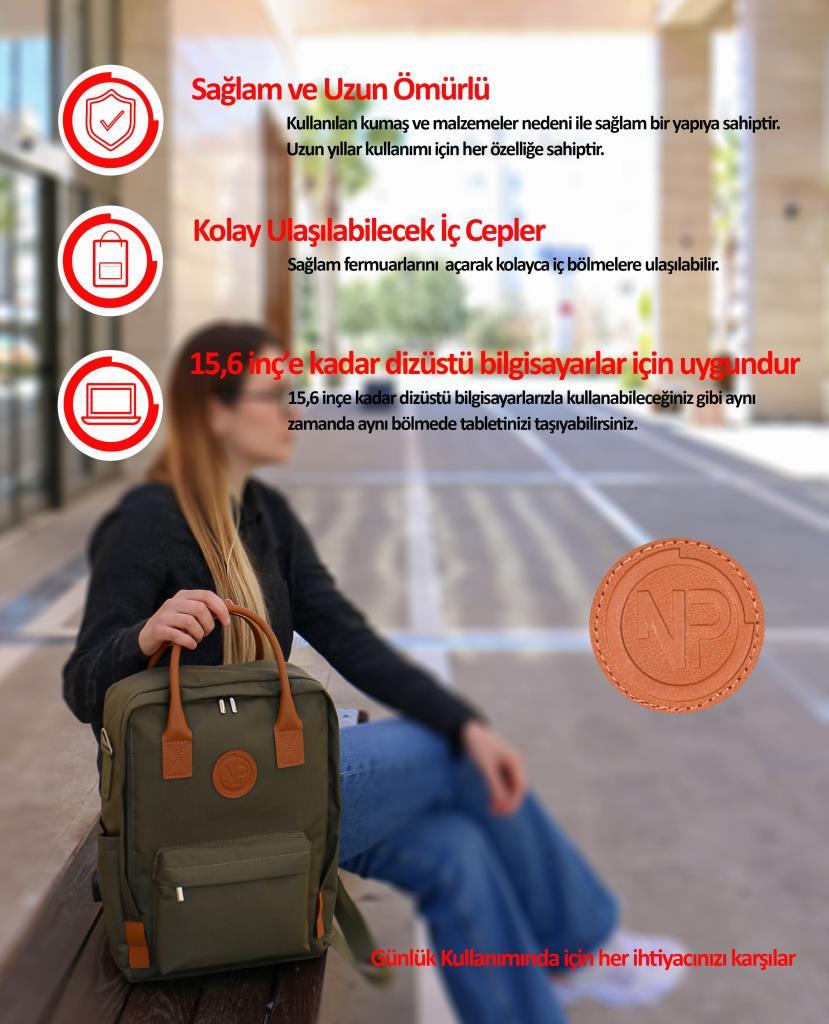 NPO Dailylife 16" Unisex Smart Notebook Günlük Sırt Çantası-Kırmızı (DL01R) 