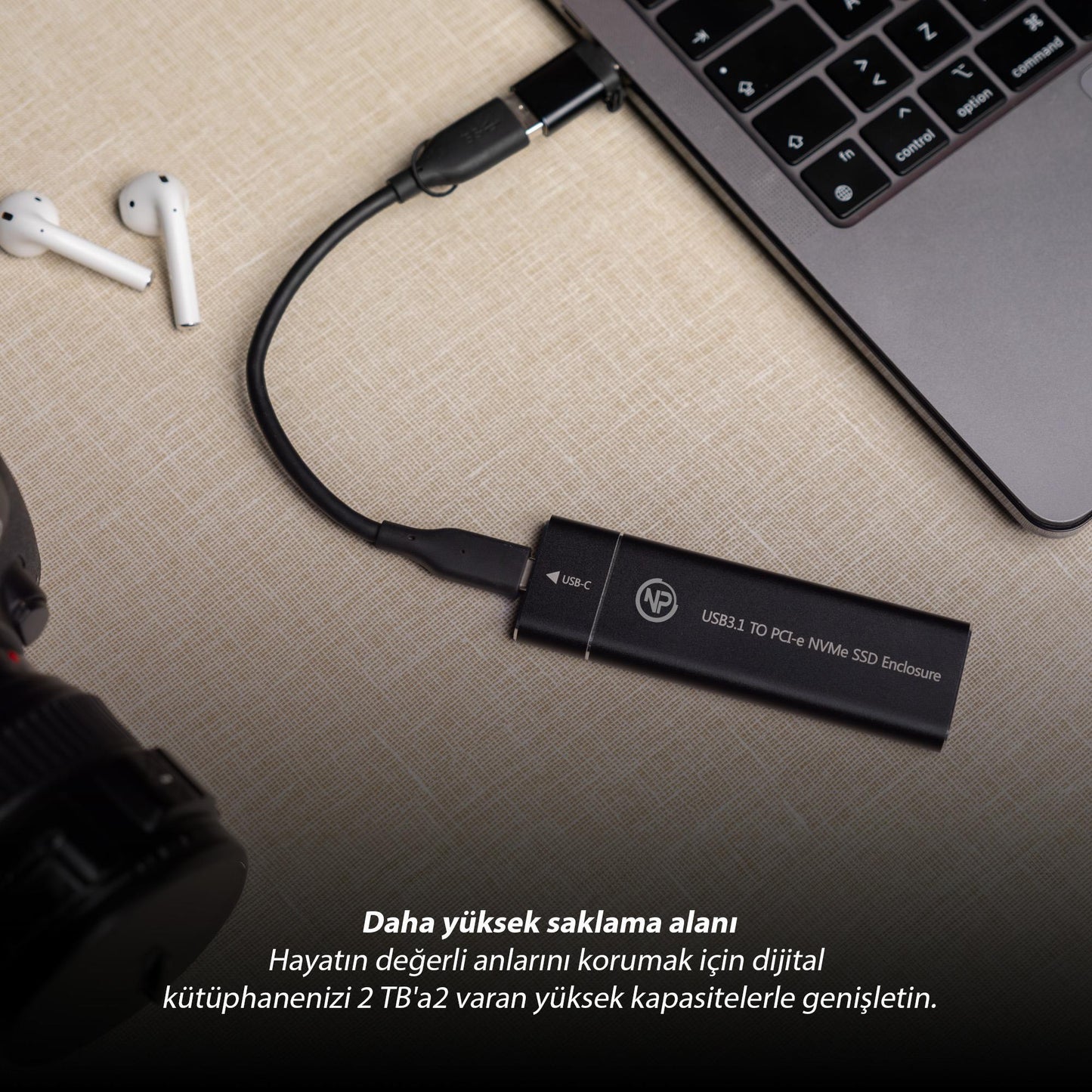 NPO DK02 NVMe M.2 USB-A/Type-C Kablolu Taşınabilir Harici SSD