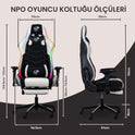 NPO GC3001BW Masajlı,RGB,4D Kolçaklı,Ayak Destekli Oyuncu Koltuğu, Beyaz- Siyah