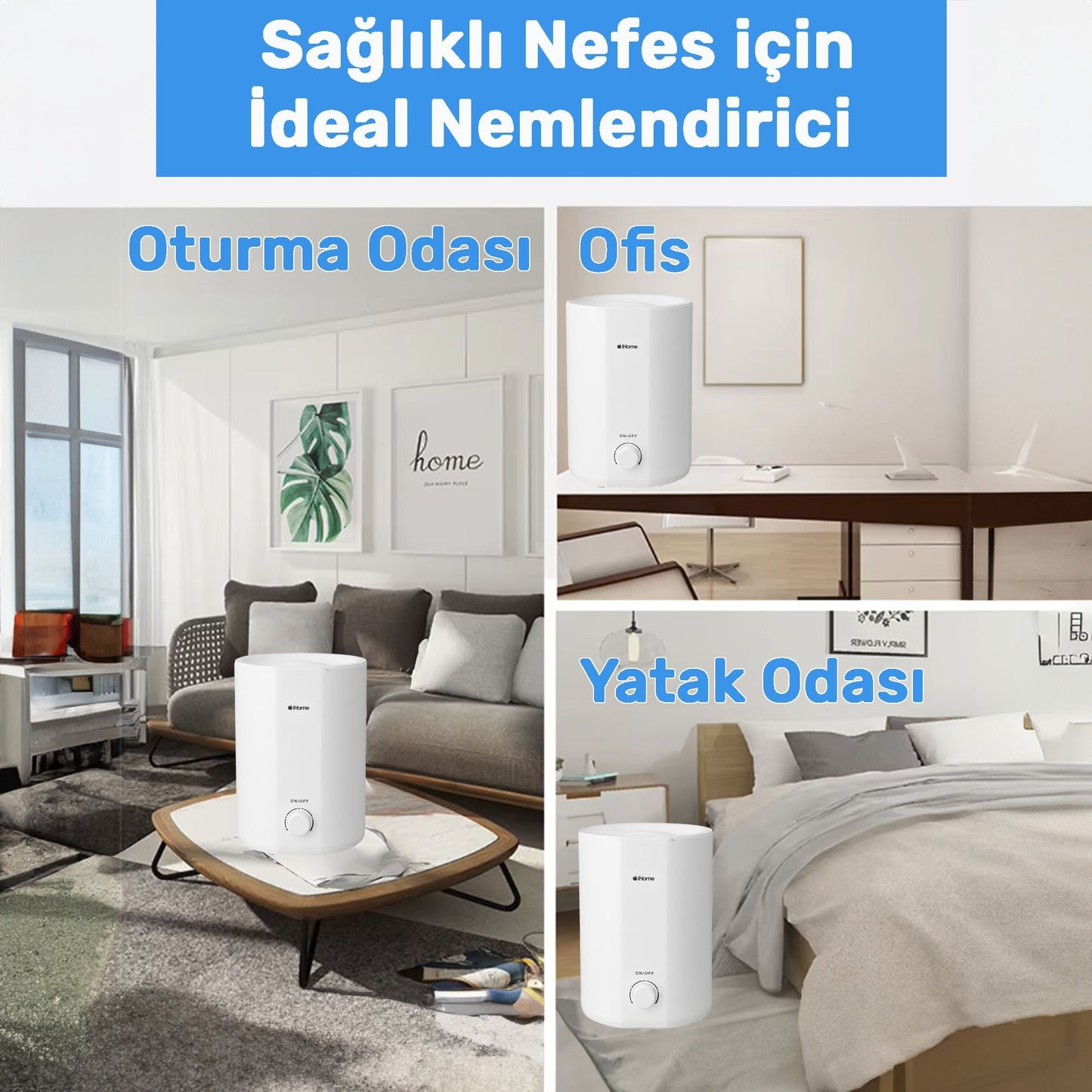 NPO iHome11 2500ml Ayarlanabilir Aromaterapi Difüzör Ultrasonik Hava Nemlendirici Buhar Makinesi
