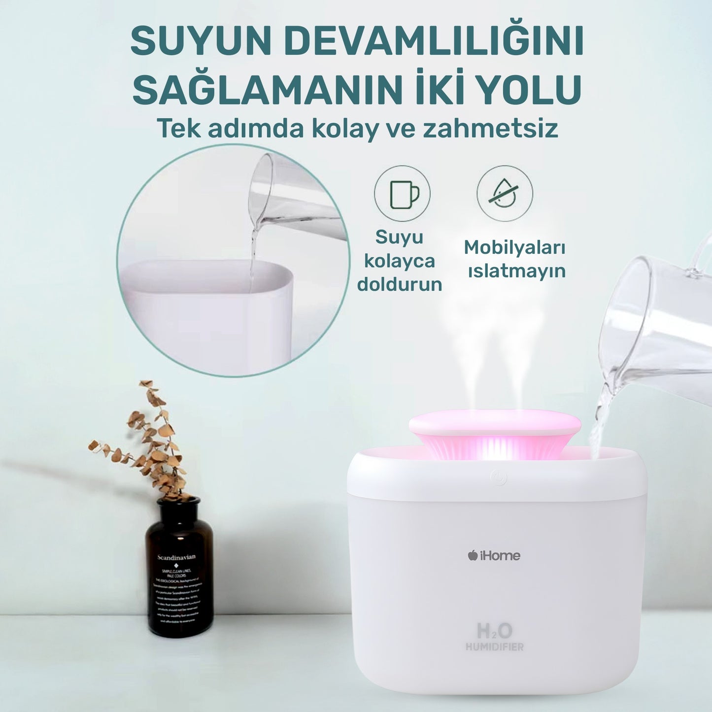 NPO iHome14 RGB Renkli 3300ml Aromaterapi Difüzör Ultrasonik Hava Nemlendirici Buhar Makinesi