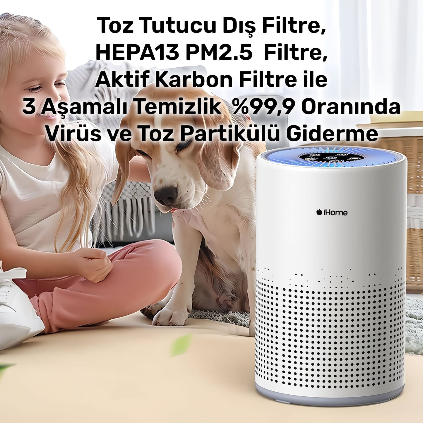 NPO iHome ARP1 Hepa-Aktif Karbon Filtreli 100m3/h Işıklı Ultra Sessiz Air Purifier Hava Temizleyici