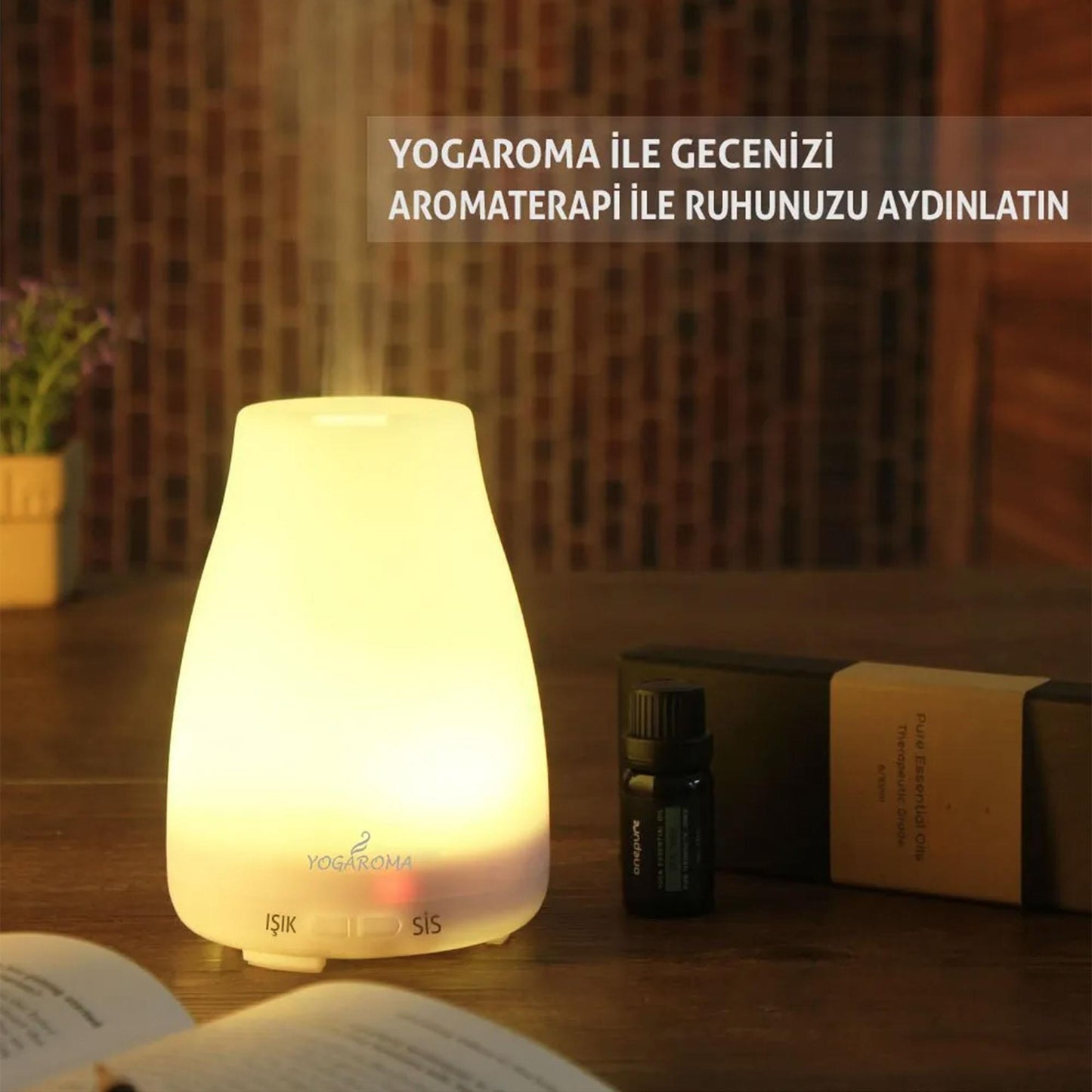 NPO Yogaroma Renkli Gece Lambası Aromaterapi ve Ultrasonik Hava Nemlendirici Buhar Makinesi