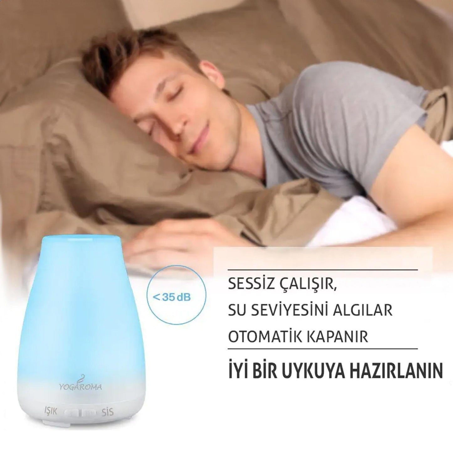 NPO Yogaroma Renkli Gece Lambası Aromaterapi ve Ultrasonik Hava Nemlendirici Buhar Makinesi