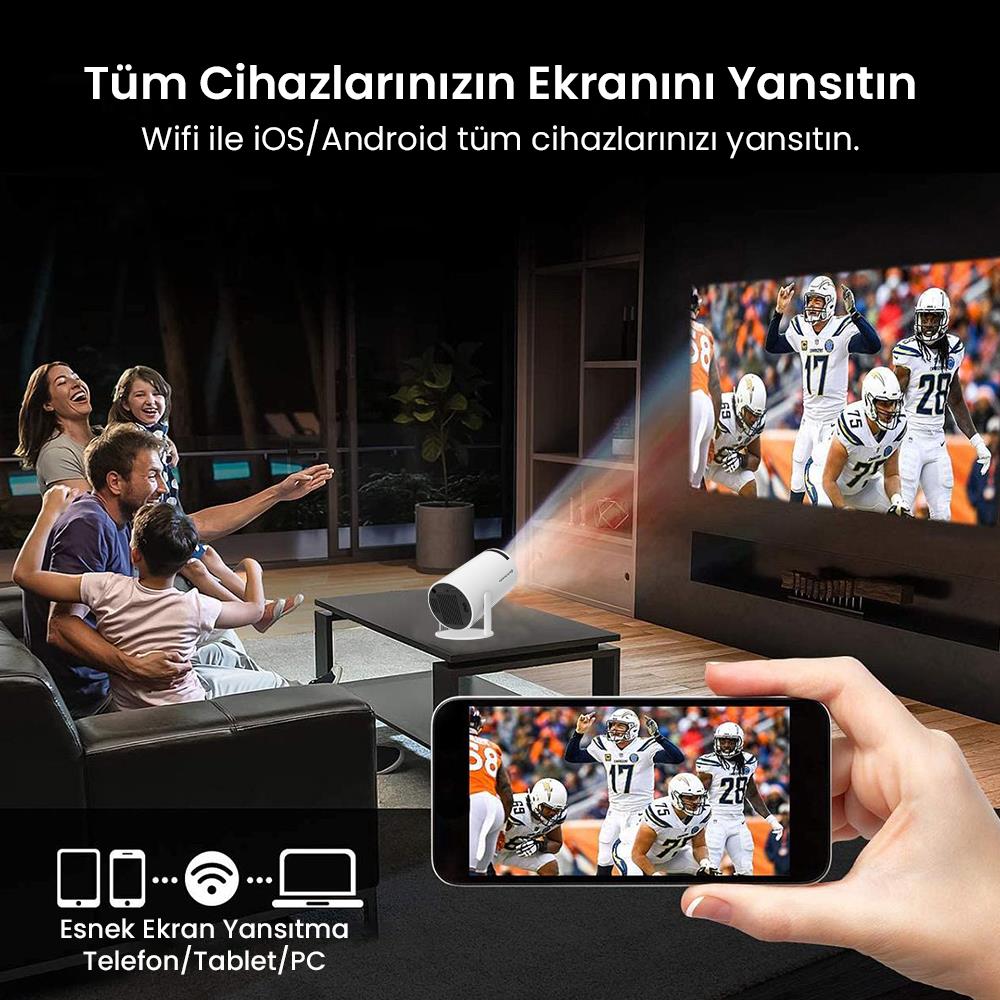 NPO NP315Plus 4K Android11 BT5.0 Wifi6 200ANSI Lümen IOS/Android Taşınabilir Akıllı LED Projeksiyon