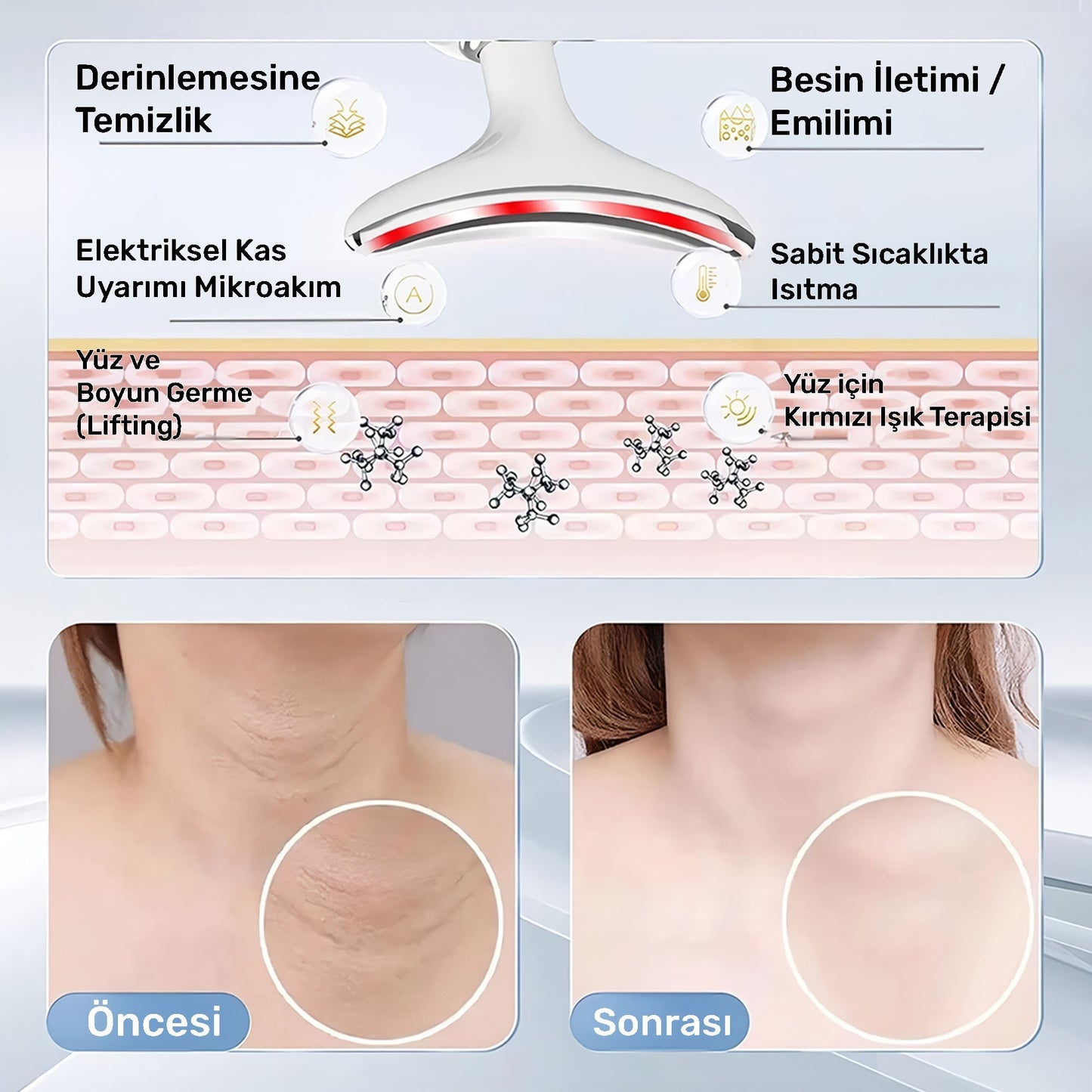 NPO NPB02 Yüz Boyun Gıdık Sarkma Kırışıklık Giderici Sıkılaştırıcı EMS LED Masajlı Güzellik Cihazı
