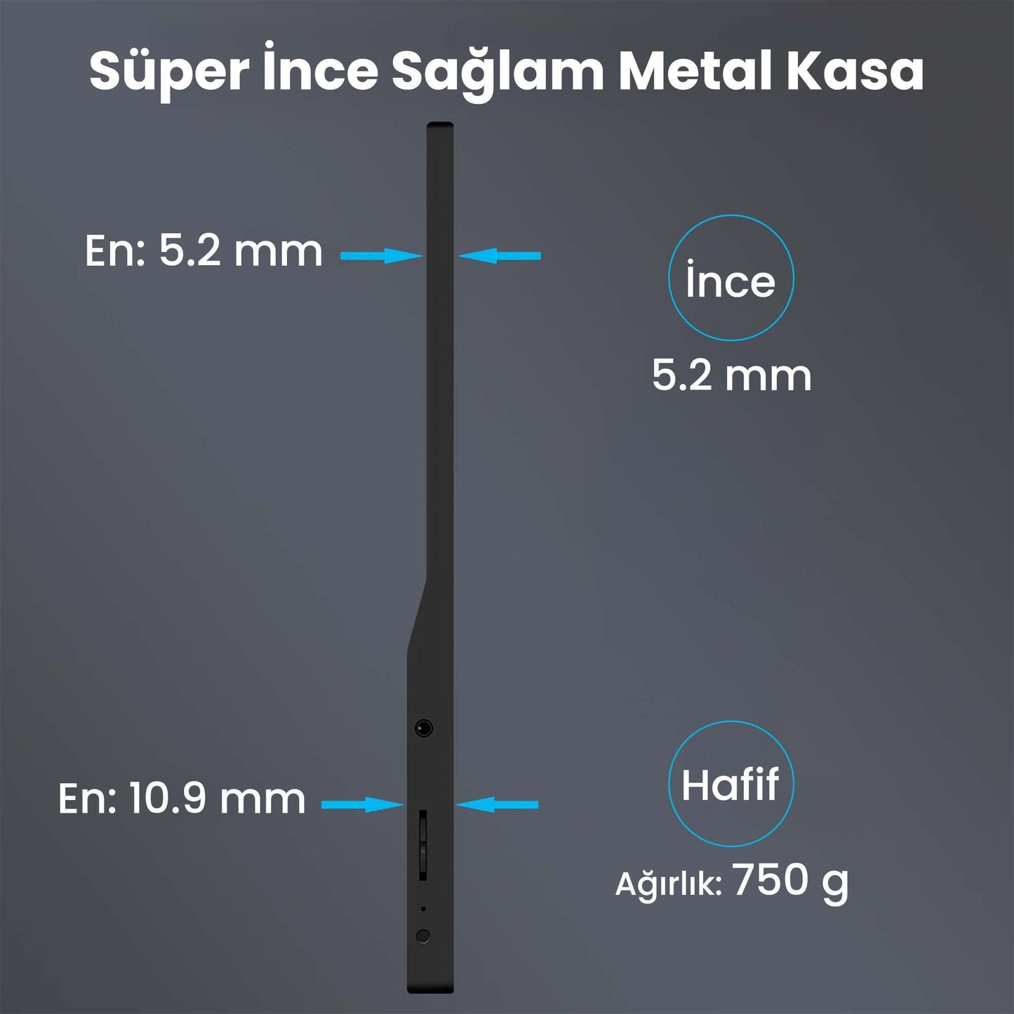 NPO NPM6 15.6" FHD 5ms Type-C Telefon&Oyun Konsolu Uyumlu Metal Kasa Taşınabilir Monitör