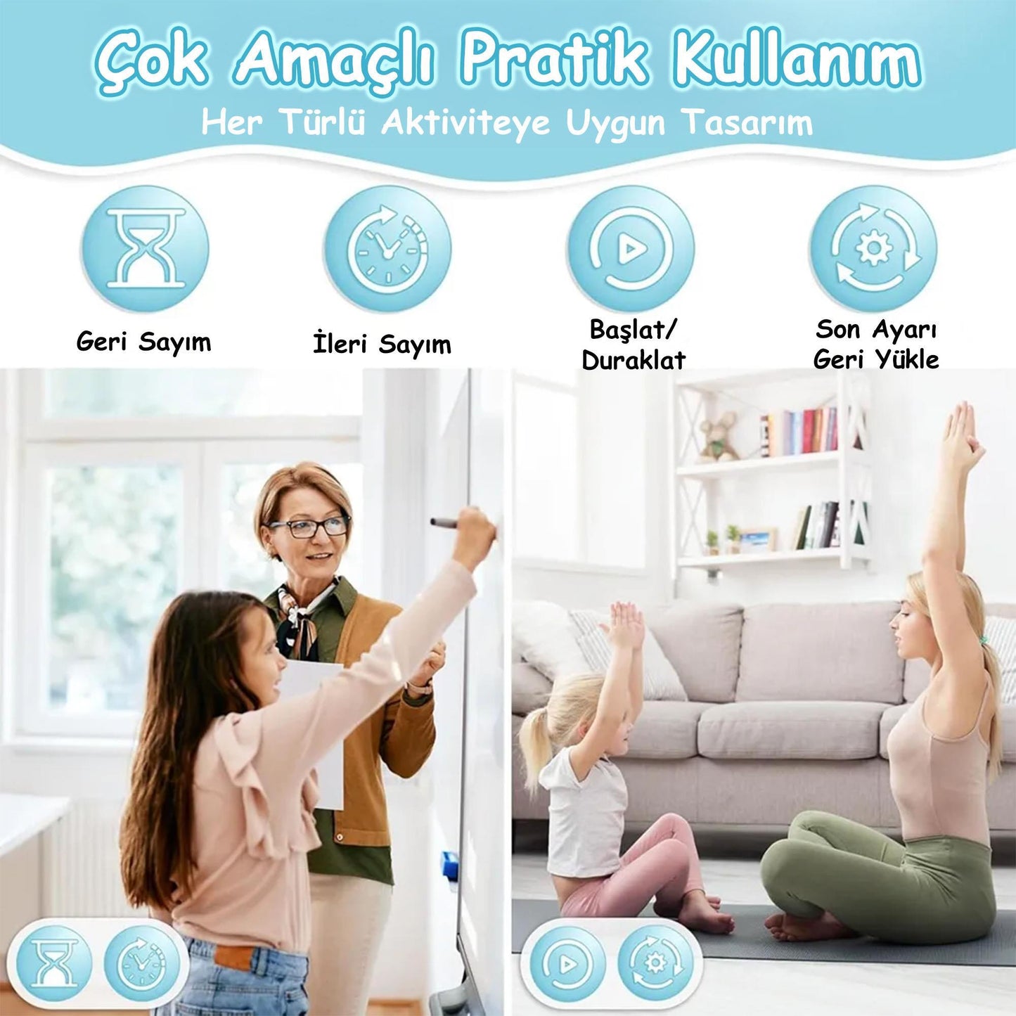 NPO Mutfak,Ders,Yemek için 60dk Dijital Alarm Kronometre,Pomodoro Öğrenci Motivasyon Saati