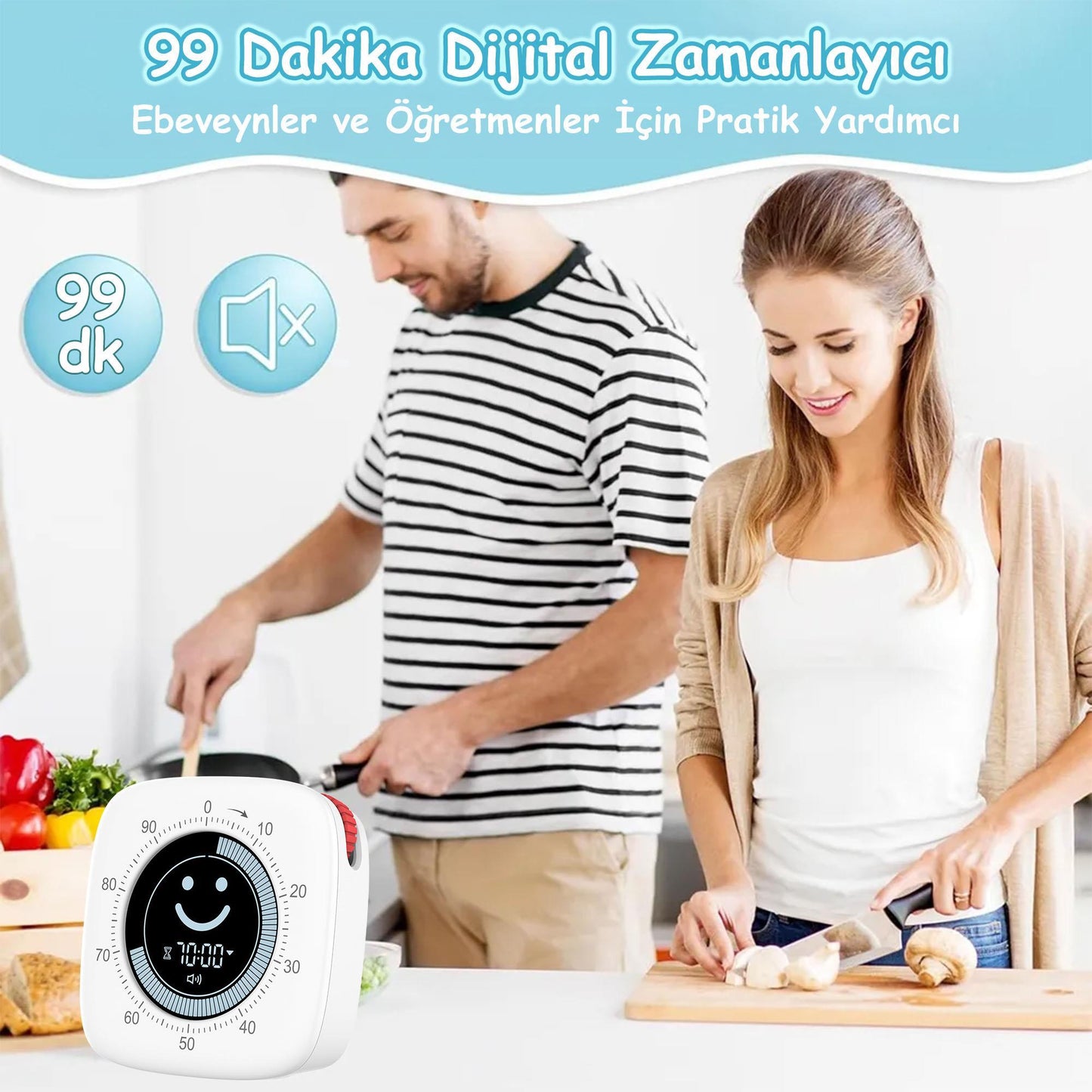 NPO Mutfak,Ders,Yemek için 60dk Dijital Alarm Kronometre,Pomodoro Öğrenci Motivasyon Saati