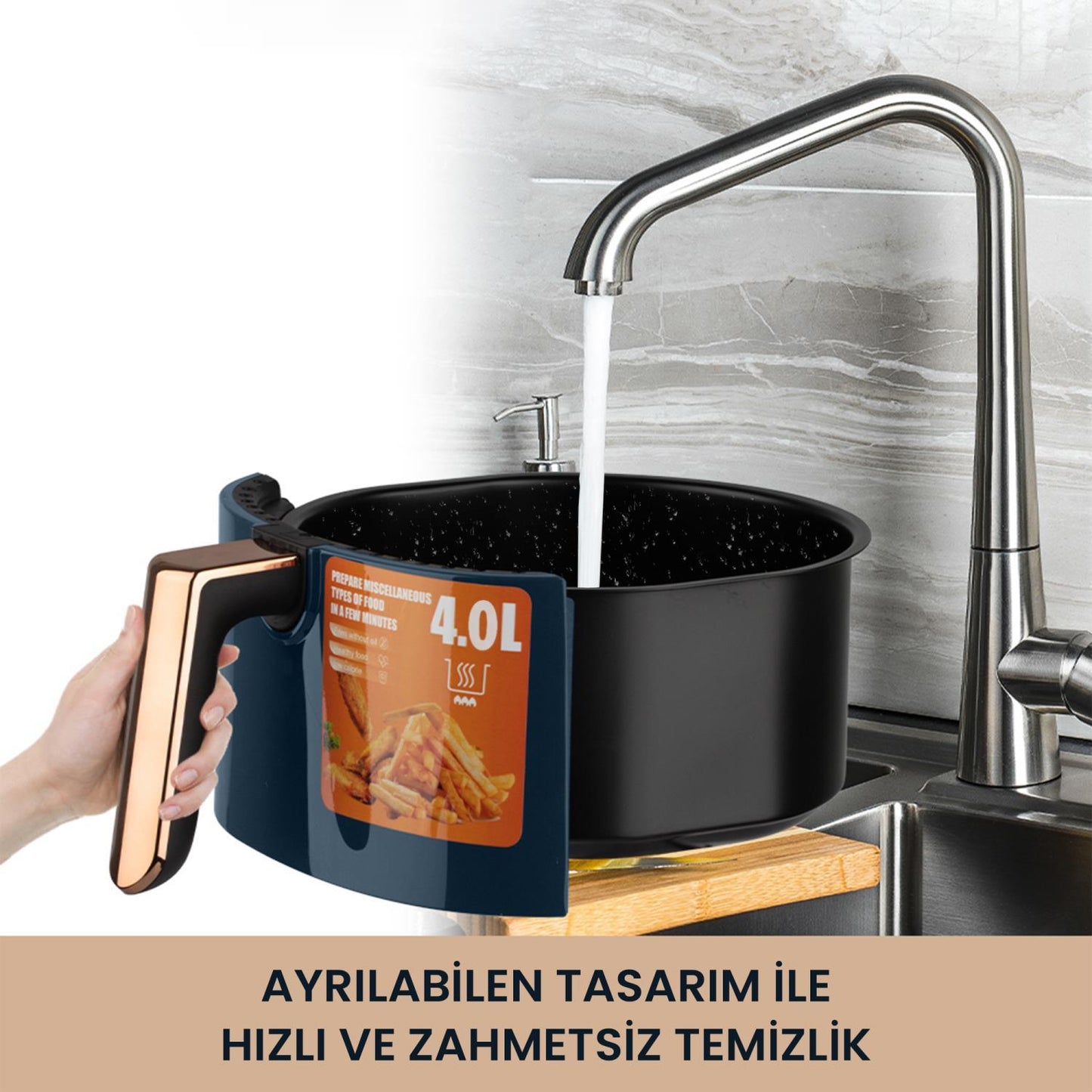 NPO RAF R5007 Dokunmatik Ekran 4.0L Airfryer 1500W Yağsız Kızartma & Sıcak Hava Fritözü