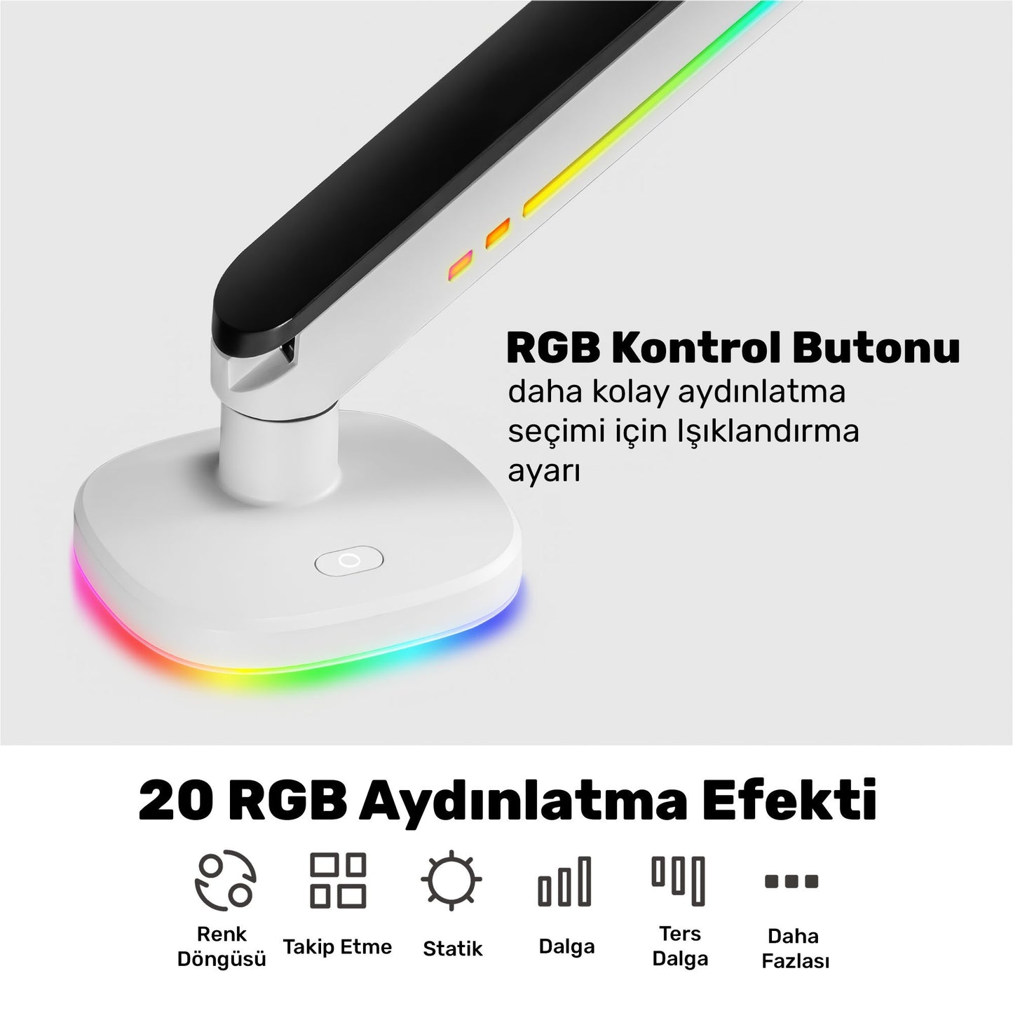 NPO STD54012HLW Elysium 27"-45" Profesyonel Gaming RGB Amortisörlü VESA Tek Kol Monitör Tutucu