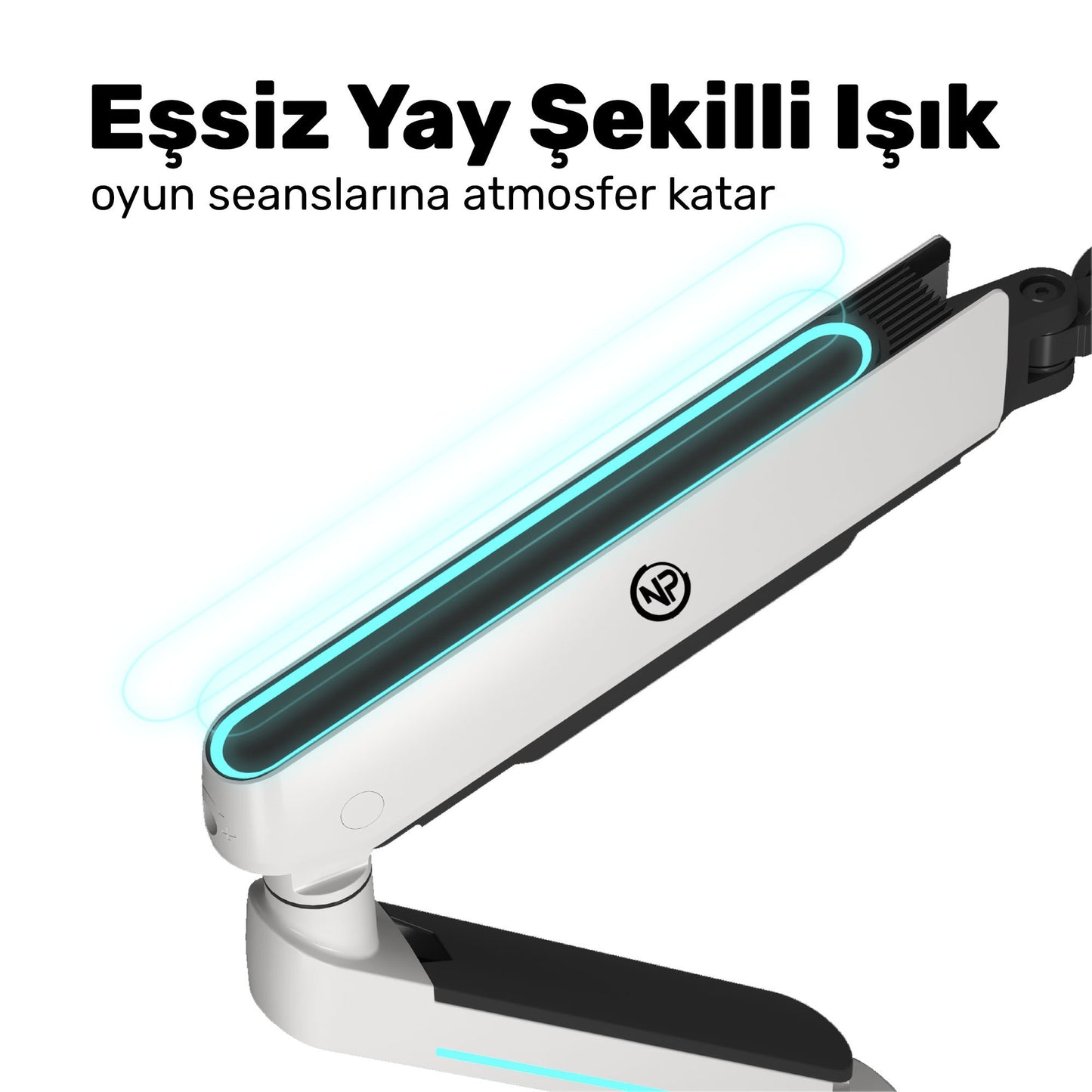 NPO STD54012HLW Elysium 27"-45" Profesyonel Gaming RGB Amortisörlü VESA Tek Kol Monitör Tutucu