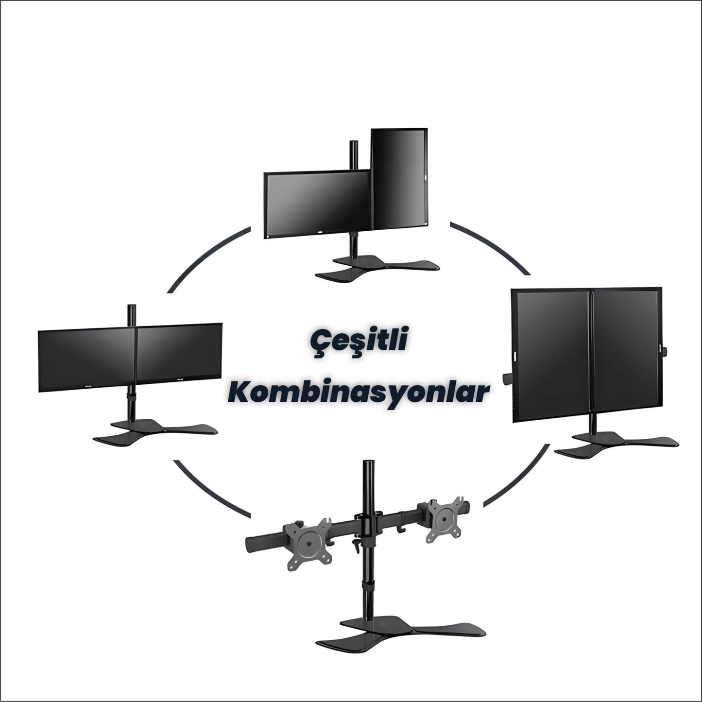 NPO STD320S Çift Kol 15"-24" Monitör ve TV Tutucu Stand - Siyah