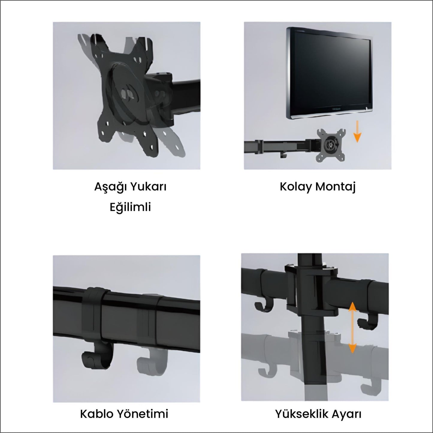 NPO STD340S Dört Kol 15"-27" Monitör ve TV Tutucu Stand - Siyah