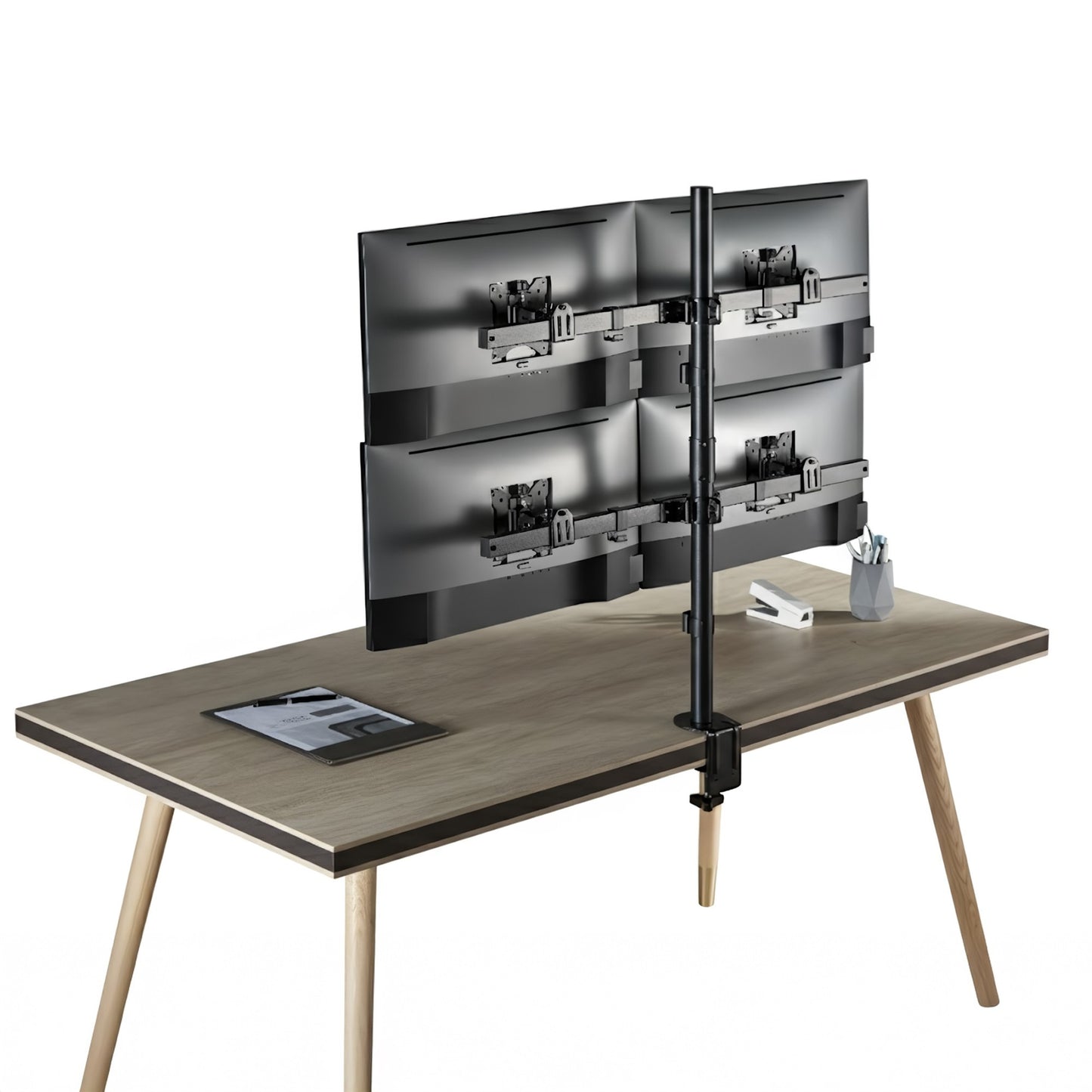 NPO STD5704B Basic 17"-32" VESA Yükseklik/Genişlik Ayarlı Kablo Yönetimli Dörtlü Monitör Tutucu