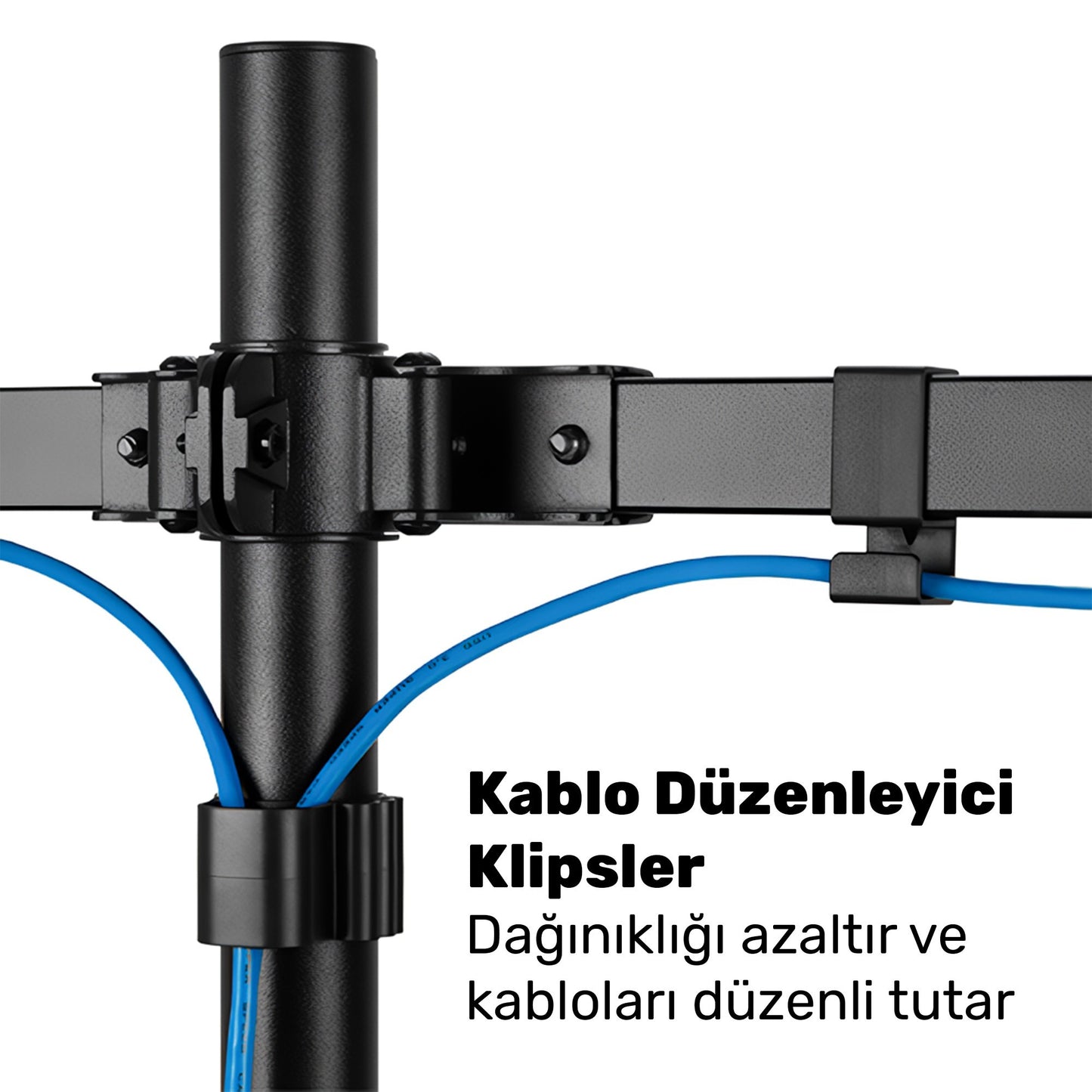 NPO STD5704B Basic 17"-32" VESA Yükseklik/Genişlik Ayarlı Kablo Yönetimli Dörtlü Monitör Tutucu
