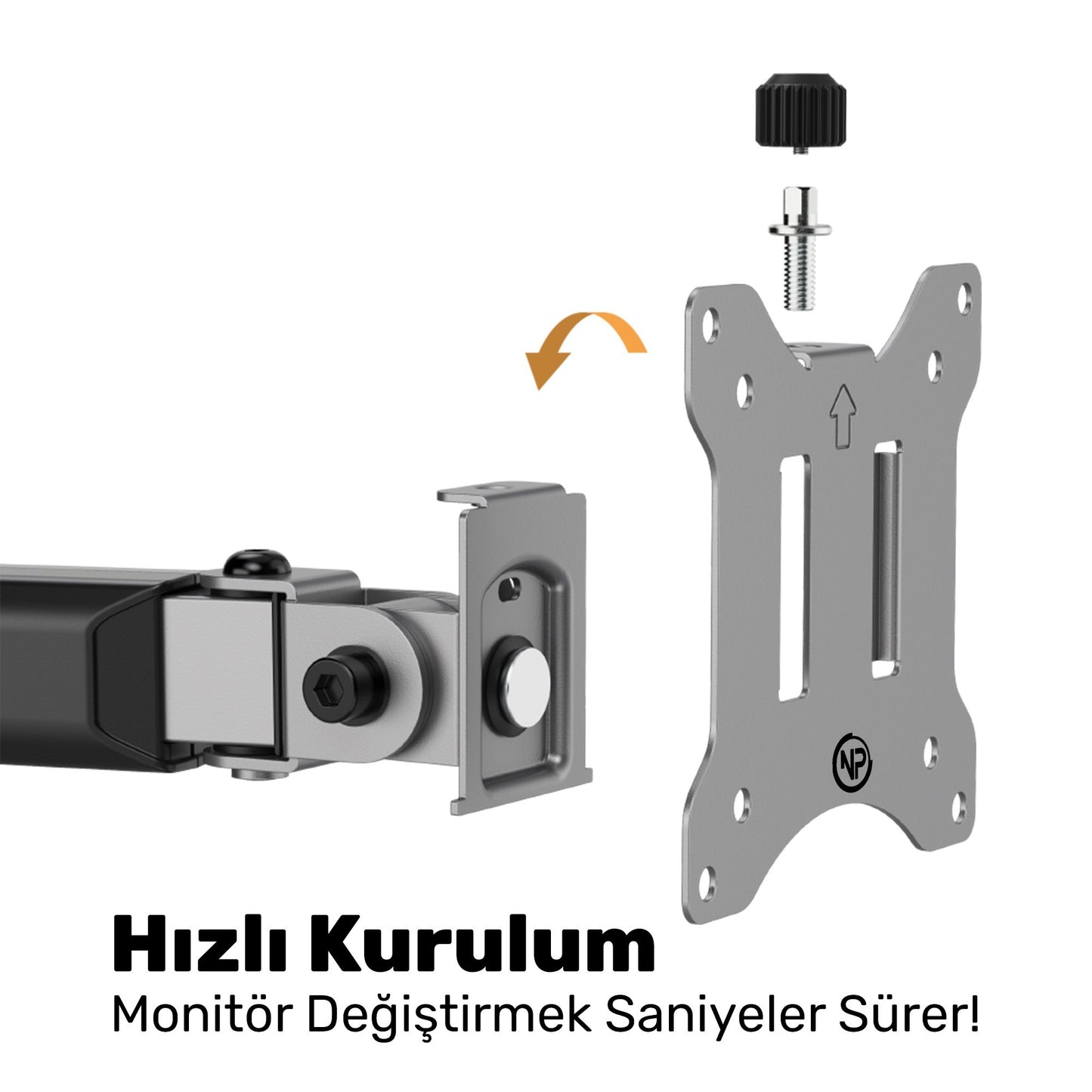 NPO STD55024S Basic 17"-32" Geniş Aralıklı Hareketli VESA Çift Kol Monitör Tutucu