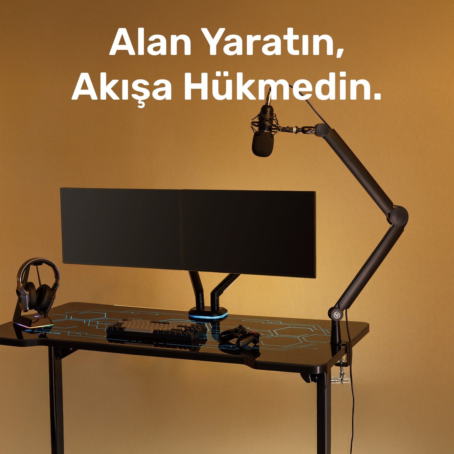 NPO STD131B Stüdyo Tasarım  Kablo Yönetimli  Amortisörlü Profesyonel Yayıncı Mikrofon Kolu