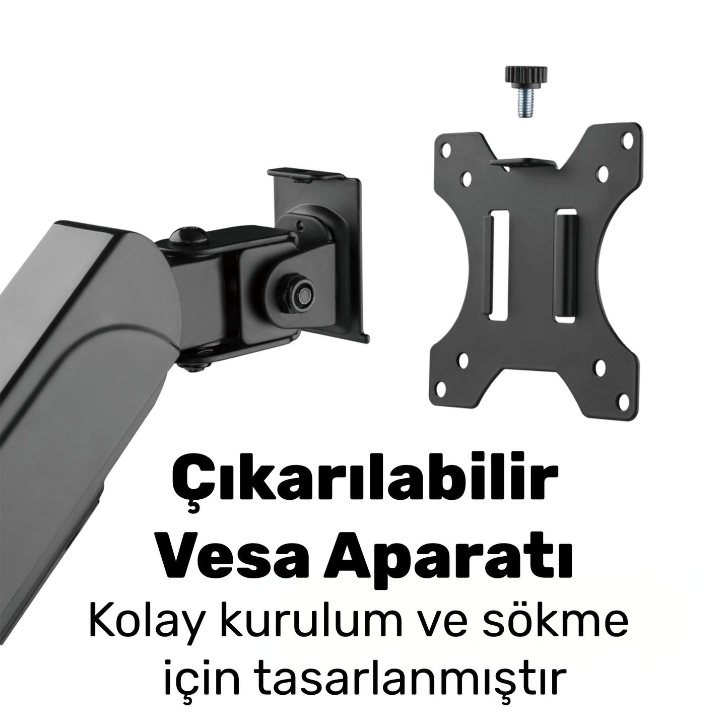 NPO STD48036E Airgrip 17"-27" Ergonomik 360° Amortisörlü VESA Üçlü Kol Monitör Tutucu