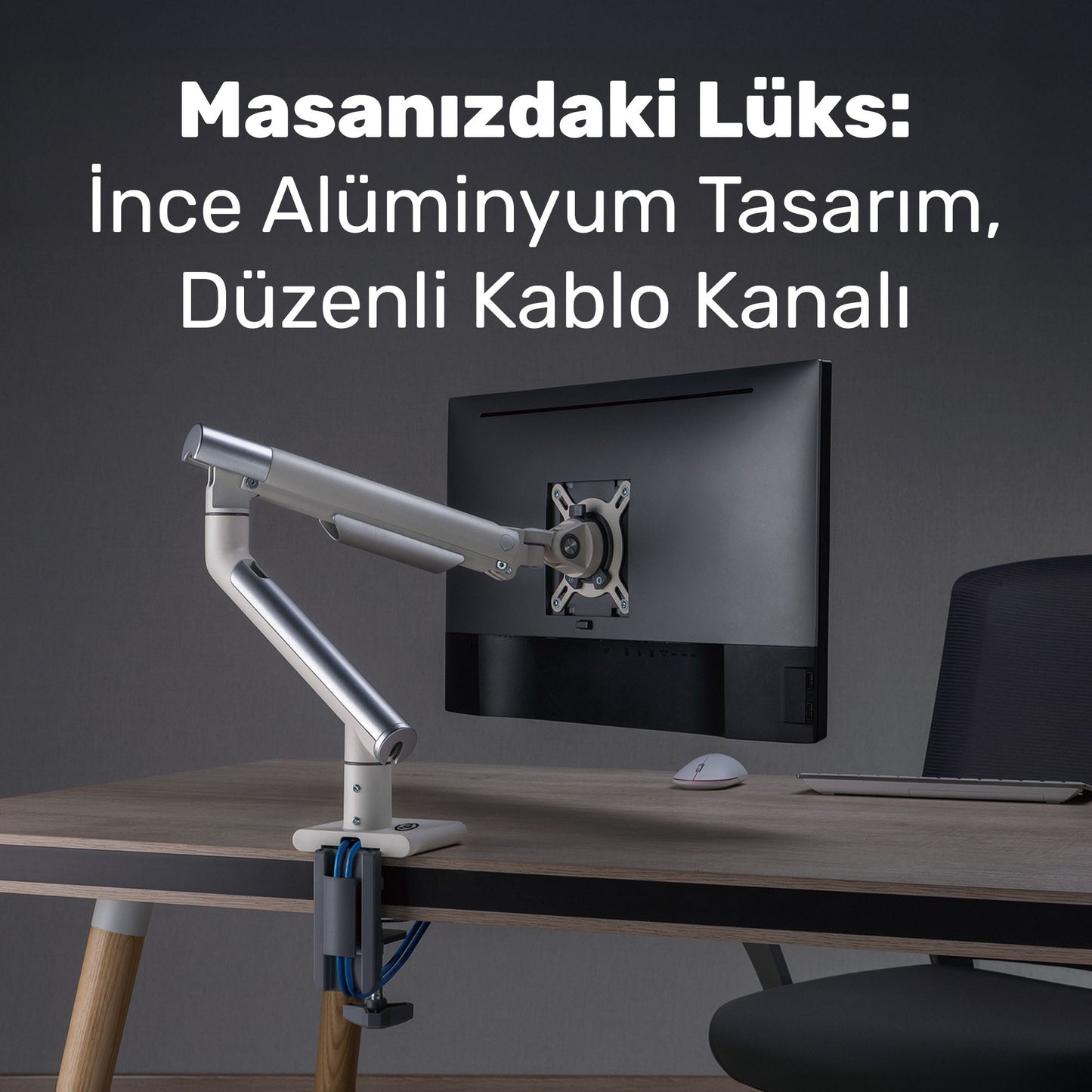 NPO STD49012UW Elysium 17"-32" Ultra Slim Alüminyum 2xUSB Amortisörlü VESA Tekli Monitör Tutucu