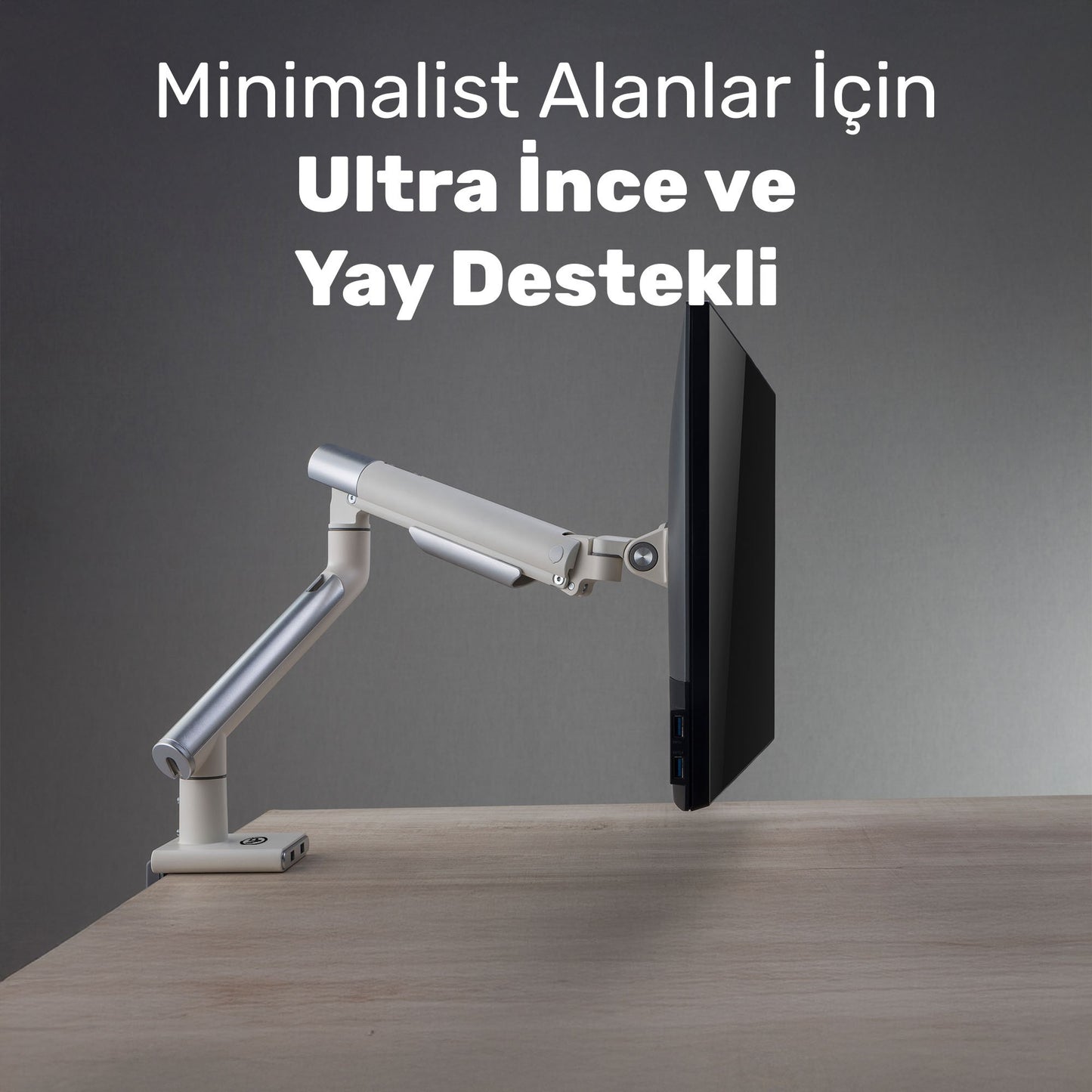 NPO STD49012UW Elysium 17"-32" Ultra Slim Alüminyum 2xUSB Amortisörlü VESA Tekli Monitör Tutucu