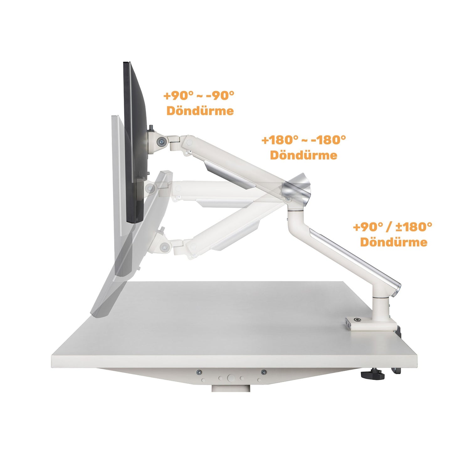 NPO STD49012UW Elysium 17"-32" Ultra Slim Alüminyum 2xUSB Amortisörlü VESA Tekli Monitör Tutucu