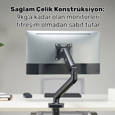 NPO STD46012B Airgrip 17"-32" Ergonomik 360° Amortisörlü VESA Tek Kol Monitör Tutucu