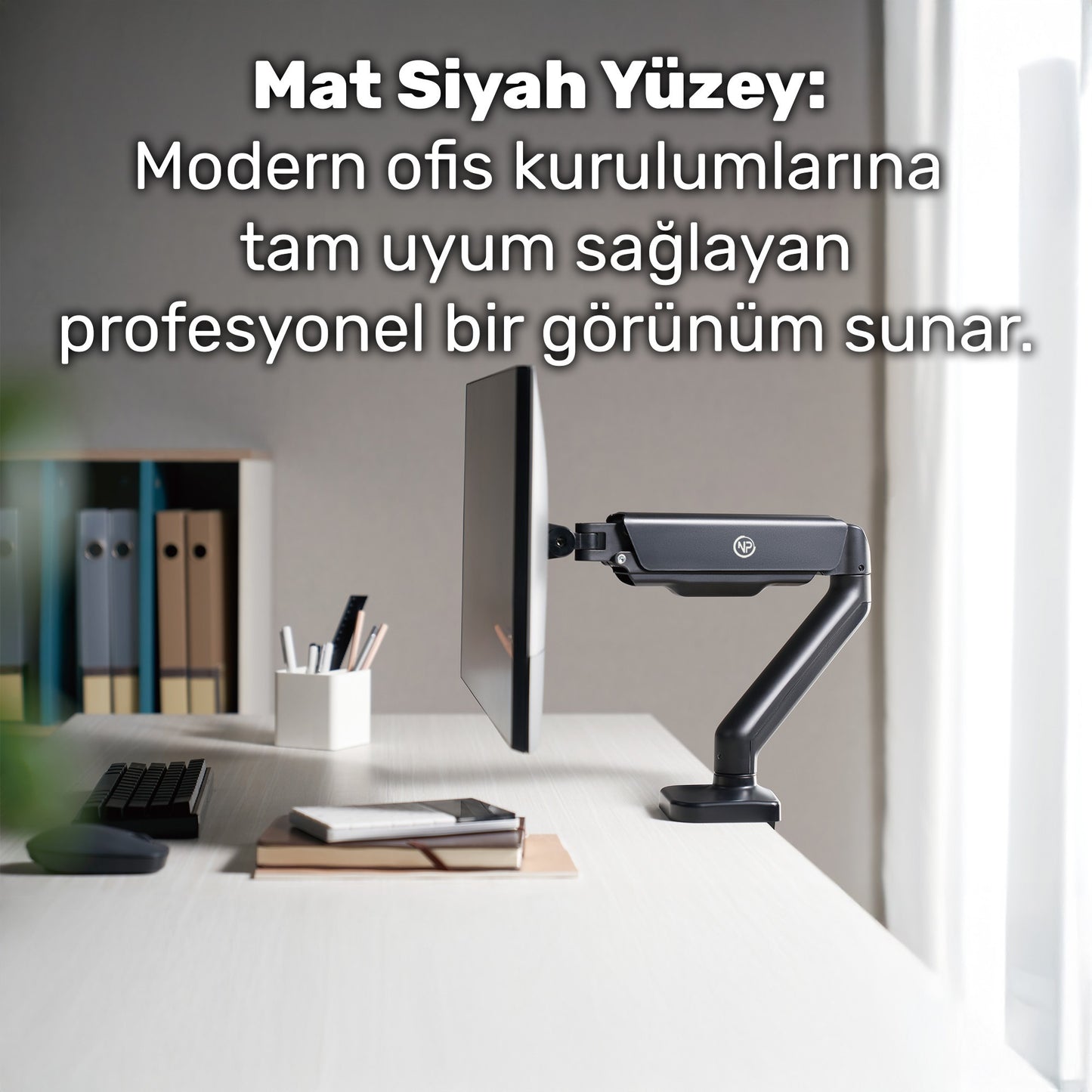NPO STD46012B Airgrip 17"-32" Ergonomik 360° Amortisörlü VESA Tek Kol Monitör Tutucu