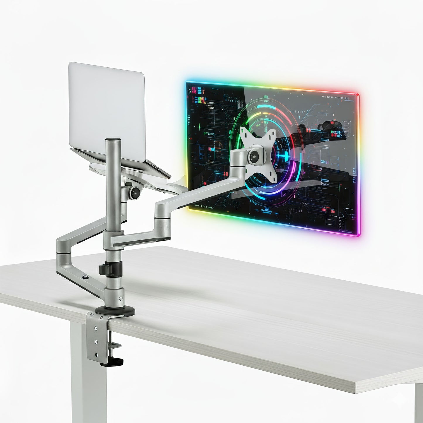 NPO STD72024MLG 11"-17" Notebook 17"-32" Monitör Destekli Alüminyum Monitör Tutucu