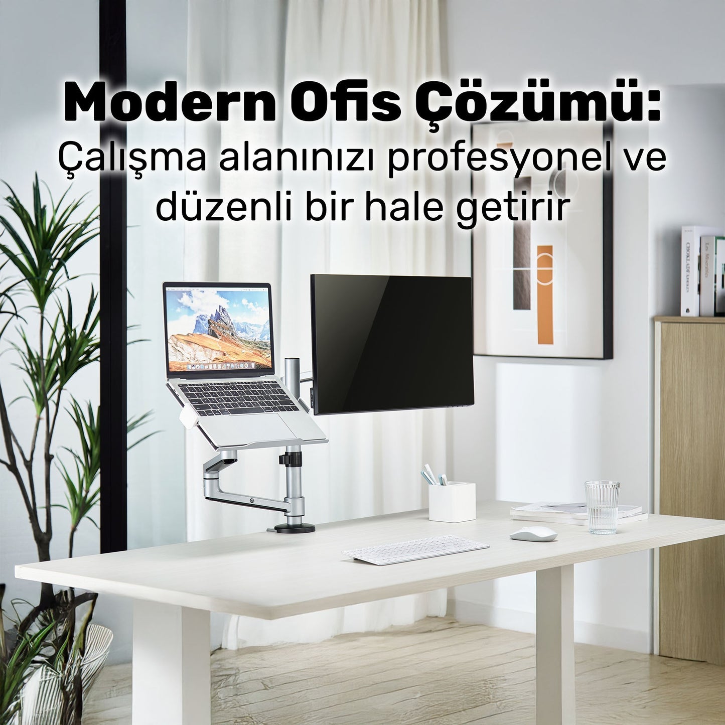 NPO STD72024MLG 11"-17" Notebook 17"-32" Monitör Destekli Alüminyum Monitör Tutucu