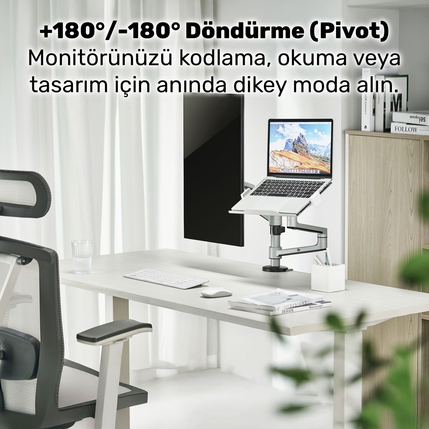 NPO STD72024MLG 11"-17" Notebook 17"-32" Monitör Destekli Alüminyum Monitör Tutucu