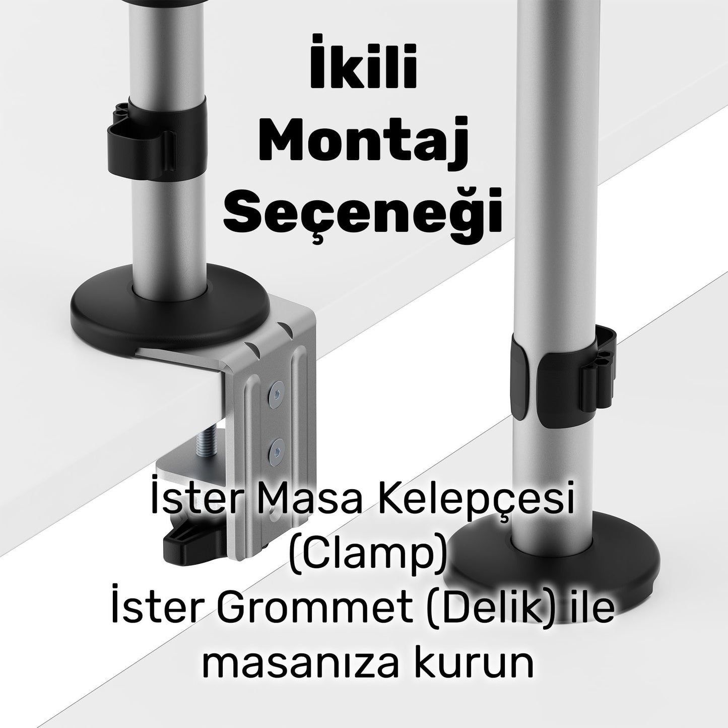 NPO STD72024MLG 11"-17" Notebook 17"-32" Monitör Destekli Alüminyum Monitör Tutucu