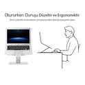 NPO STD6081S Açı Ayarlı Ergonomik Macbook Özel 11"-17" Masaüstü Notebook Stand Gümüş Gri