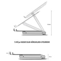 NPO STD6081S Açı Ayarlı Ergonomik Macbook Özel 11"-17" Masaüstü Notebook Stand Gümüş Gri