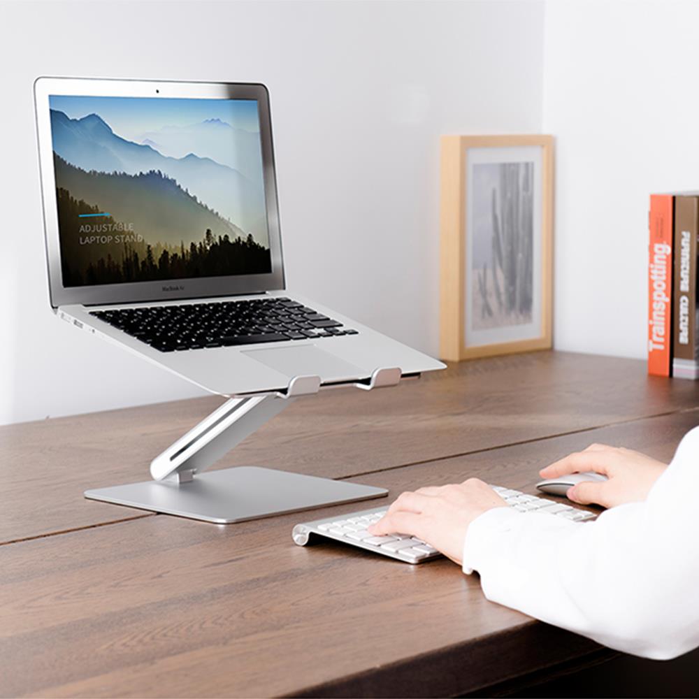 NPO STD6081S Açı Ayarlı Ergonomik Macbook Özel 11"-17" Masaüstü Notebook Stand Gümüş Gri