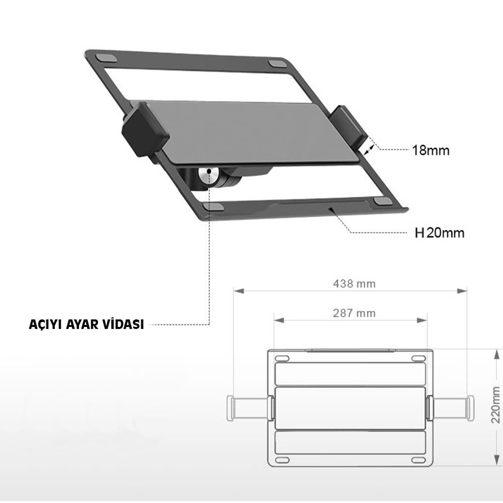 NPO STD7070GG 10"-27" VESA Monitör/Notebook Stand Tek Kol Koyu Gri