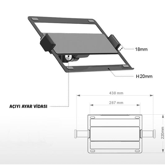 NPO STD7070GG 10"-27" VESA Monitör/Notebook Stand Tek Kol Koyu Gri