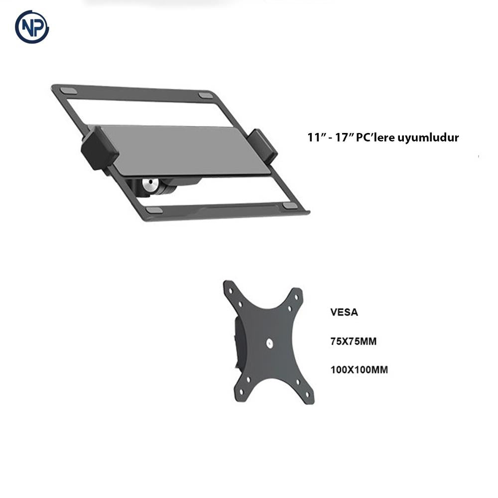 NPO STD7070GG 10"-27" VESA Monitör/Notebook Stand Tek Kol Koyu Gri