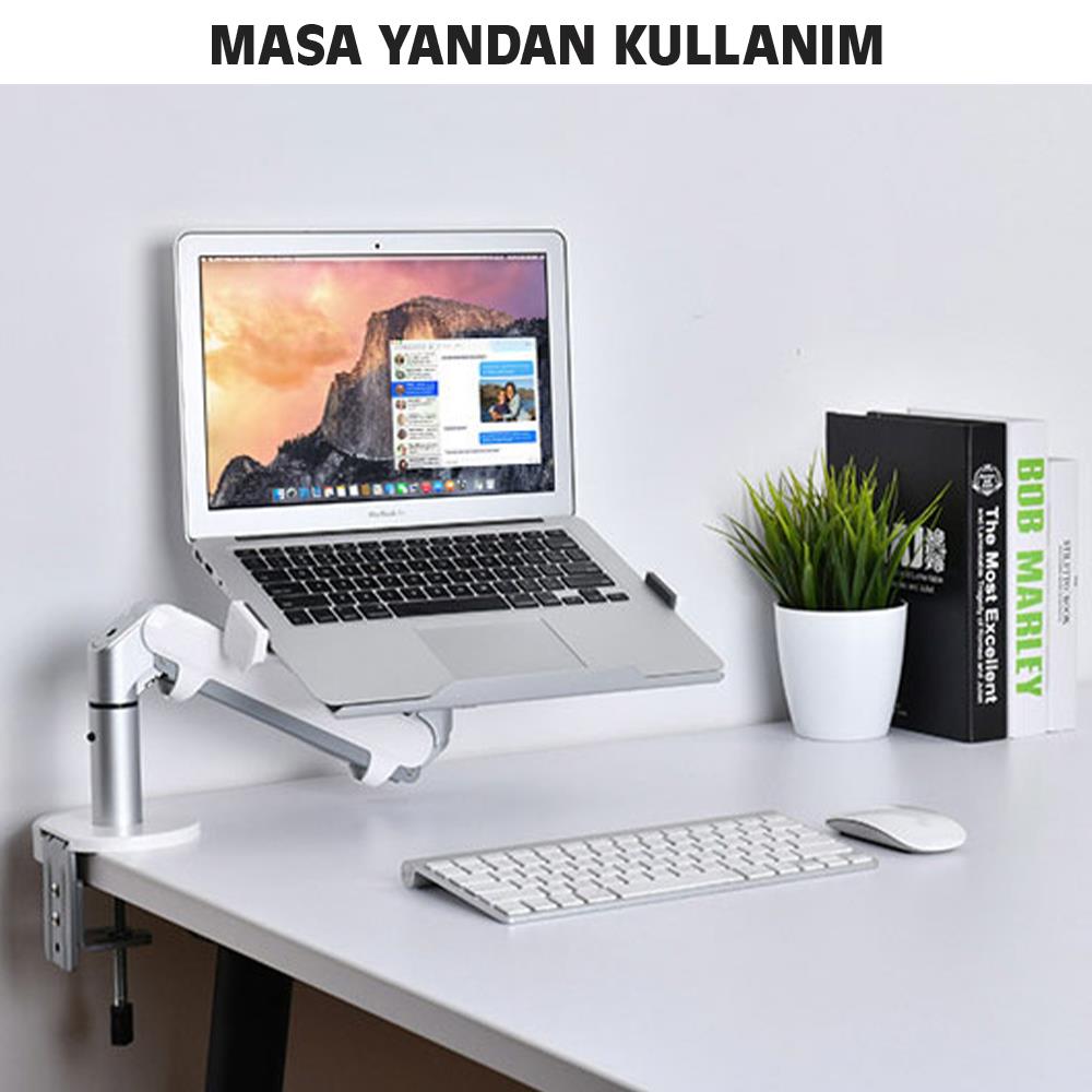 NPO STD7070GS 10"-27" VESA Monitör/Notebook Stand Tek Kol Gümüş Gri