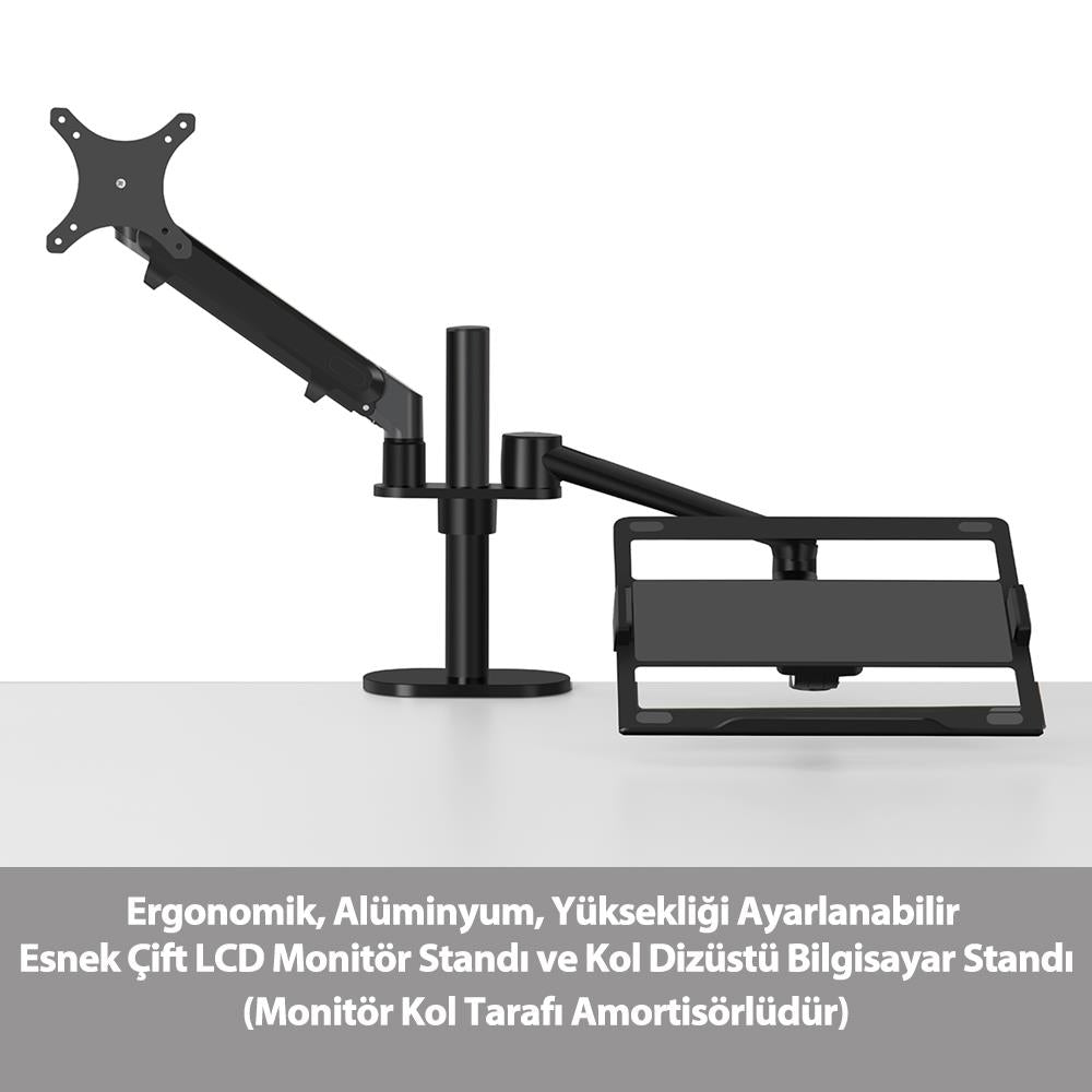 NPO STD7086G 10"-27" Notebook Stand ve Amortisörlü Vesa Monitör Tutucu Kol