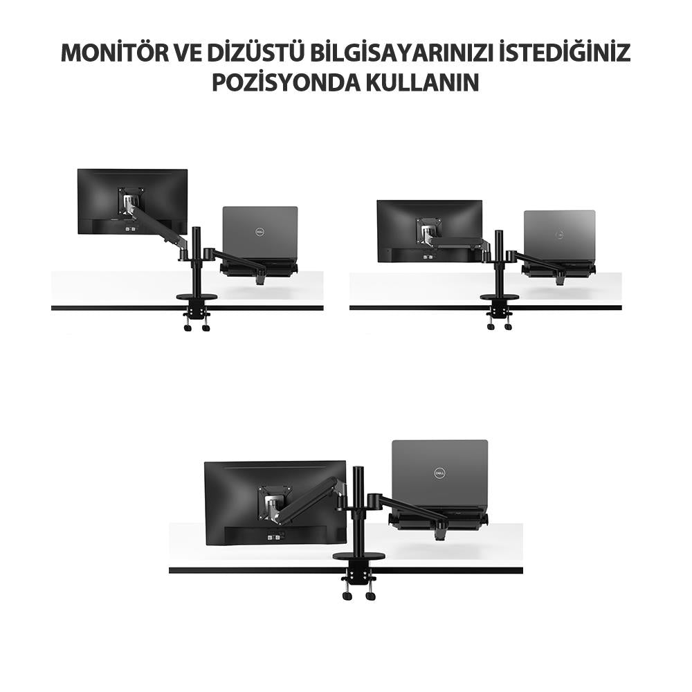 NPO STD7086G 10"-27" Notebook Stand ve Amortisörlü Vesa Monitör Tutucu Kol