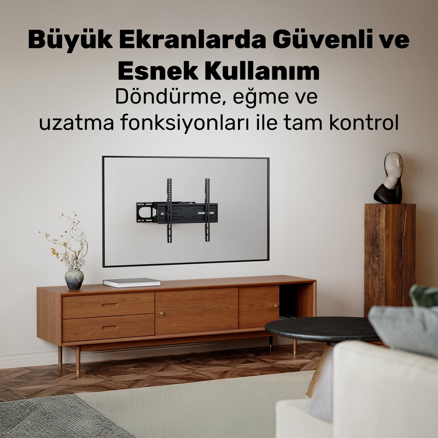 NPO STD85446 32"-75" Curved TV Uyumlu Tam Hareketli Dönebilen VESA TV Duvar Askı Aparatı