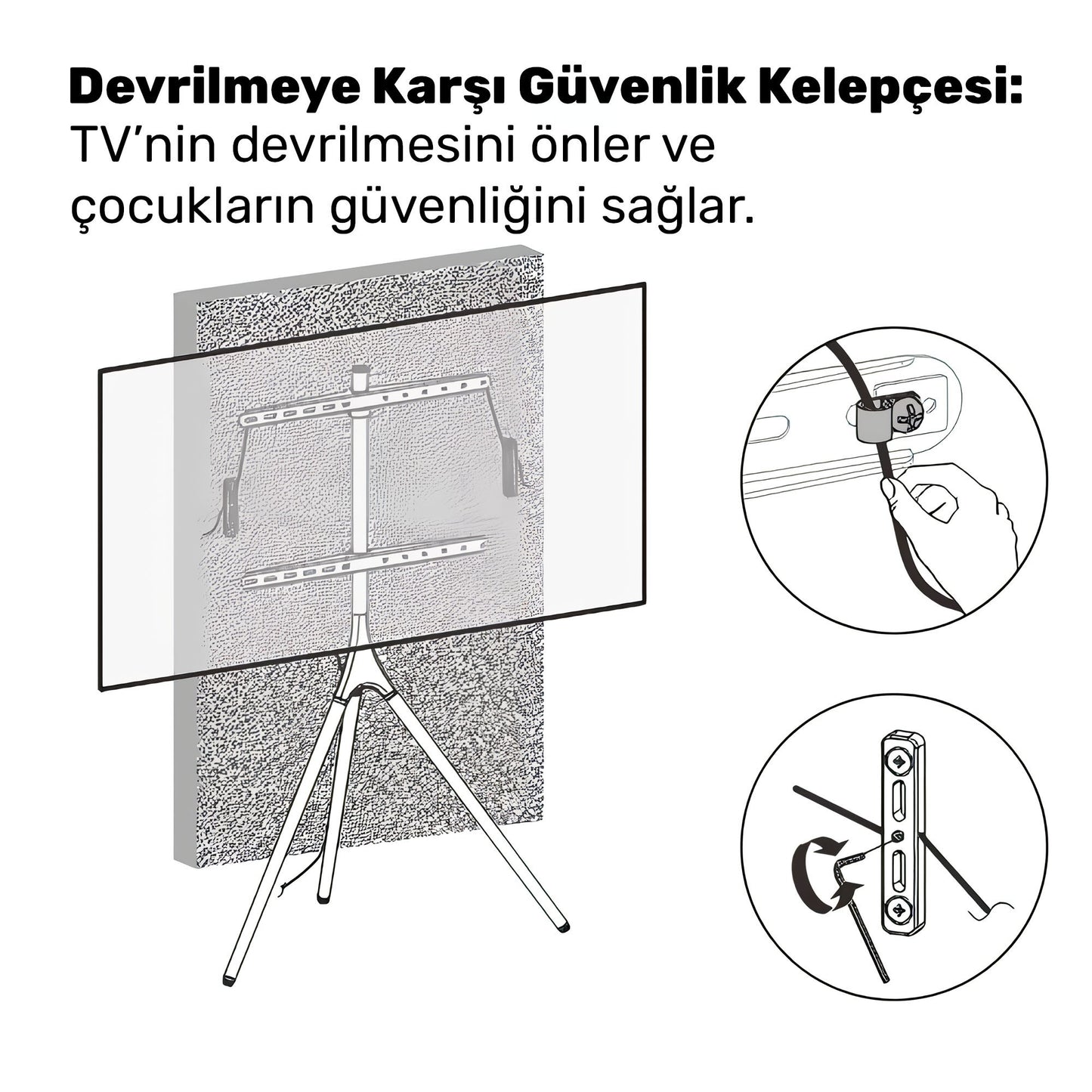 NPO STD1246F 45"-65" VESA Uyumlu Ahşap Ayaklı 360° Dönebilen Dekoratif Taşınabilir TV Standı