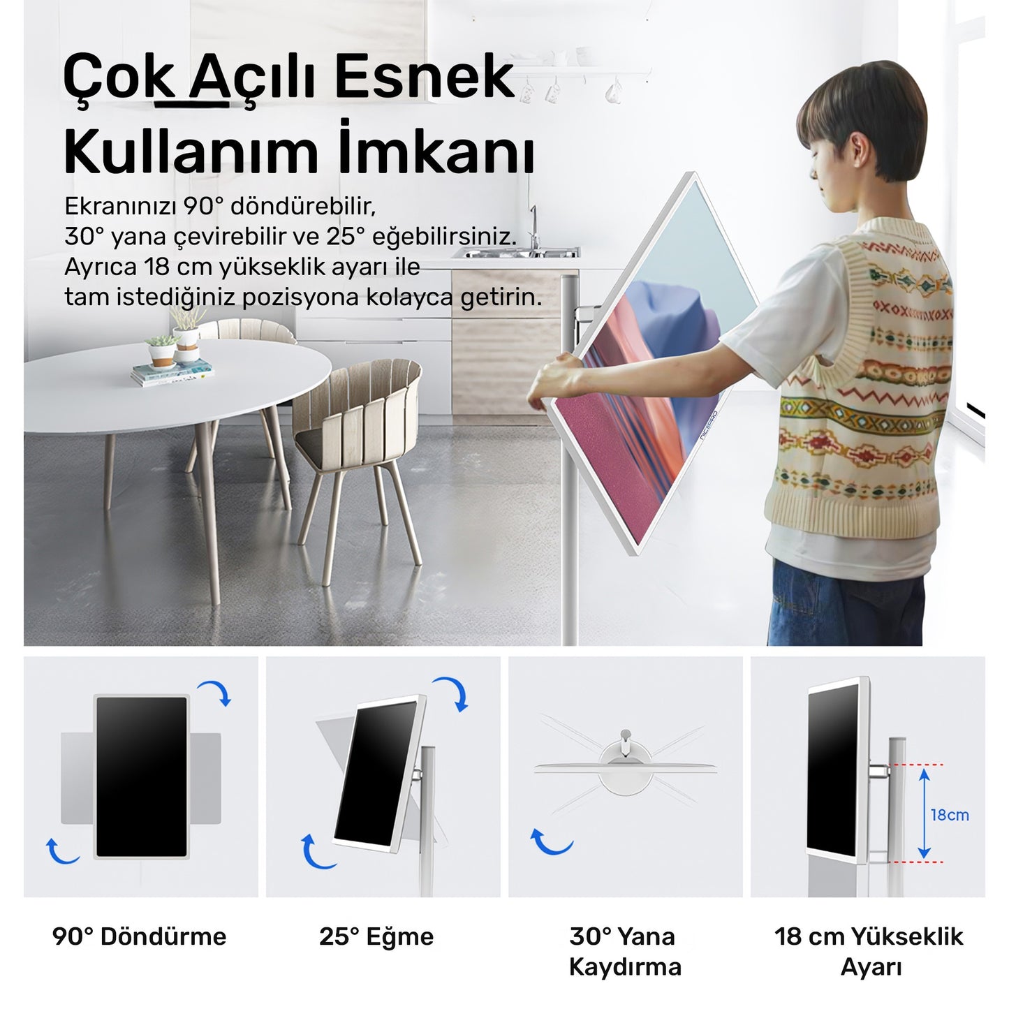 NPO Full HD Android Dokunmatik Şarjlı Taşınabilir Smart Led Ekran