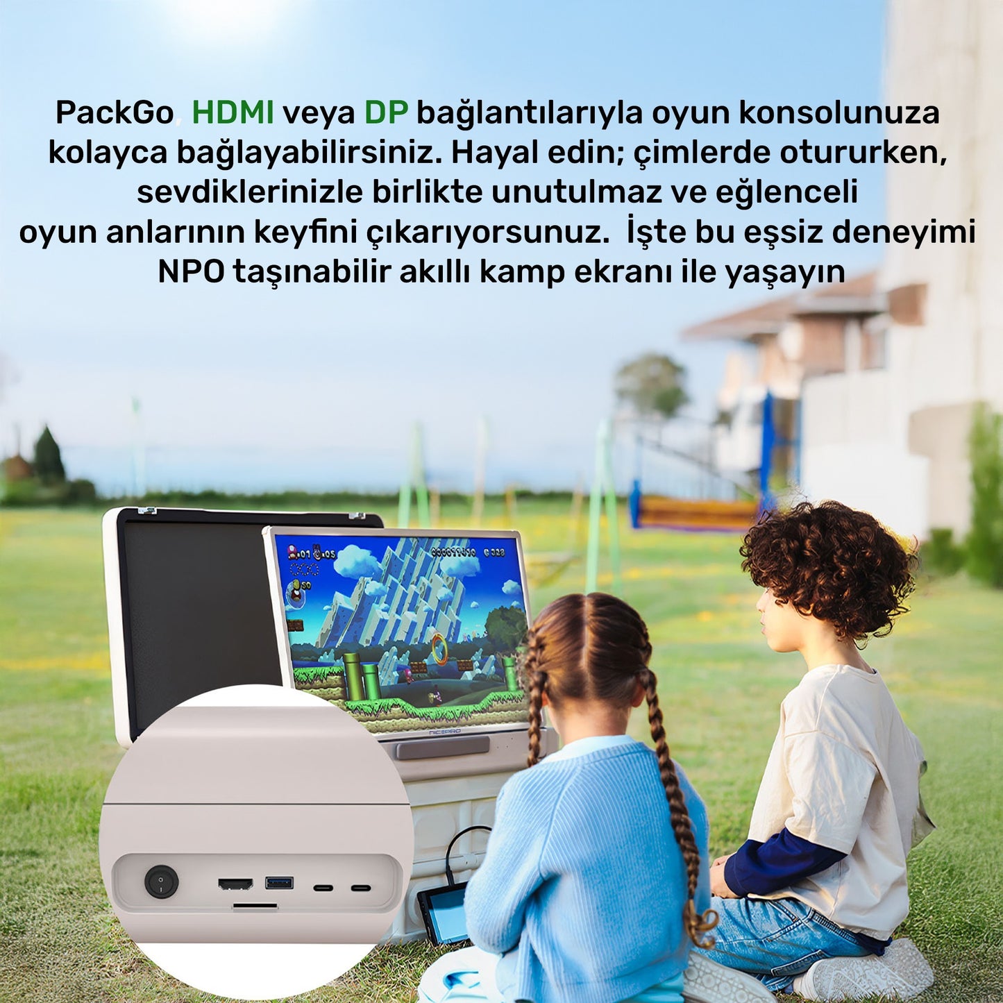 NPO AP2718T 27'' FHD 8/128GB Android Dokunmatik Çantalı Şarjlı Taşınabilir Smart Led Ekran