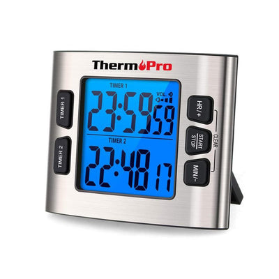 ThermoPro TM02 Mutfak, Spor, Ders için Alarmlı, Işıklı, Çift Geri Sayımlı Kronometre ve Dijital Saat