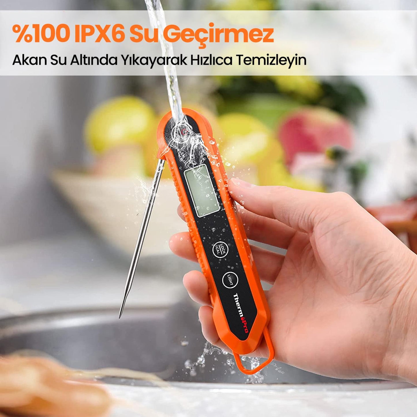 ThermoPro TP03H Su Geçirmez Katlanabilir Hızlı Sonuç Gıda Pişirme Termometresi