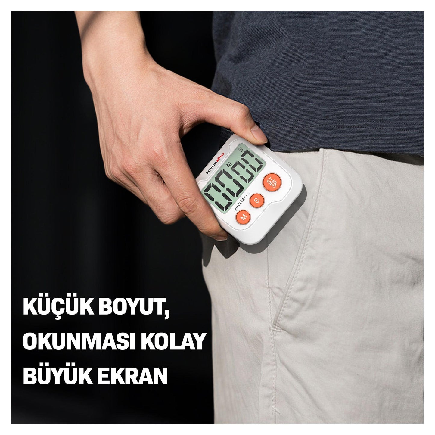 ThermoPro TM03 Mutfak, Spor, Ders için Alarmlı, Geri Sayımlı Kronometre